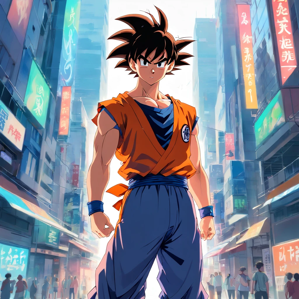 Goku standing pose,Full body like , Produced by Akira Toriyama