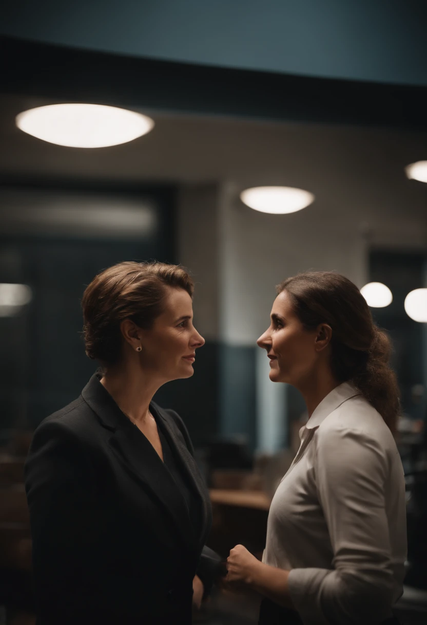 A colleague talks to another colleague