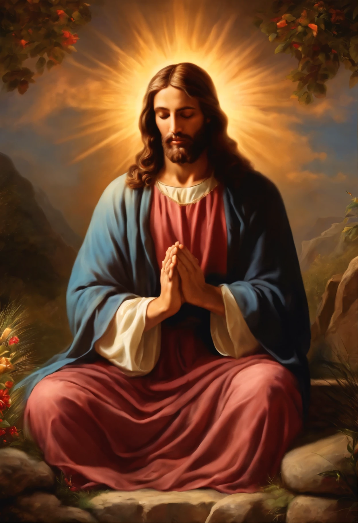 man praying，Jesus ，heaven，board