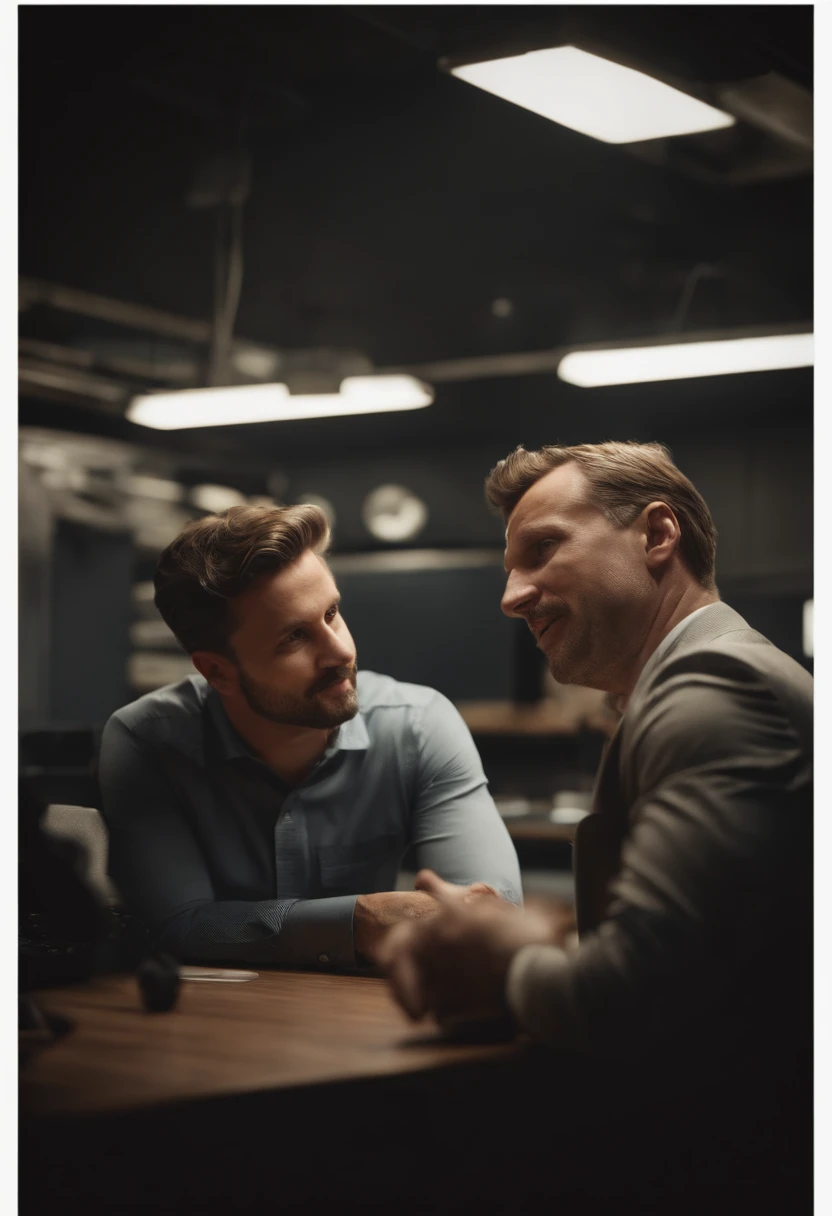 A colleague points ahead and talks to another colleague