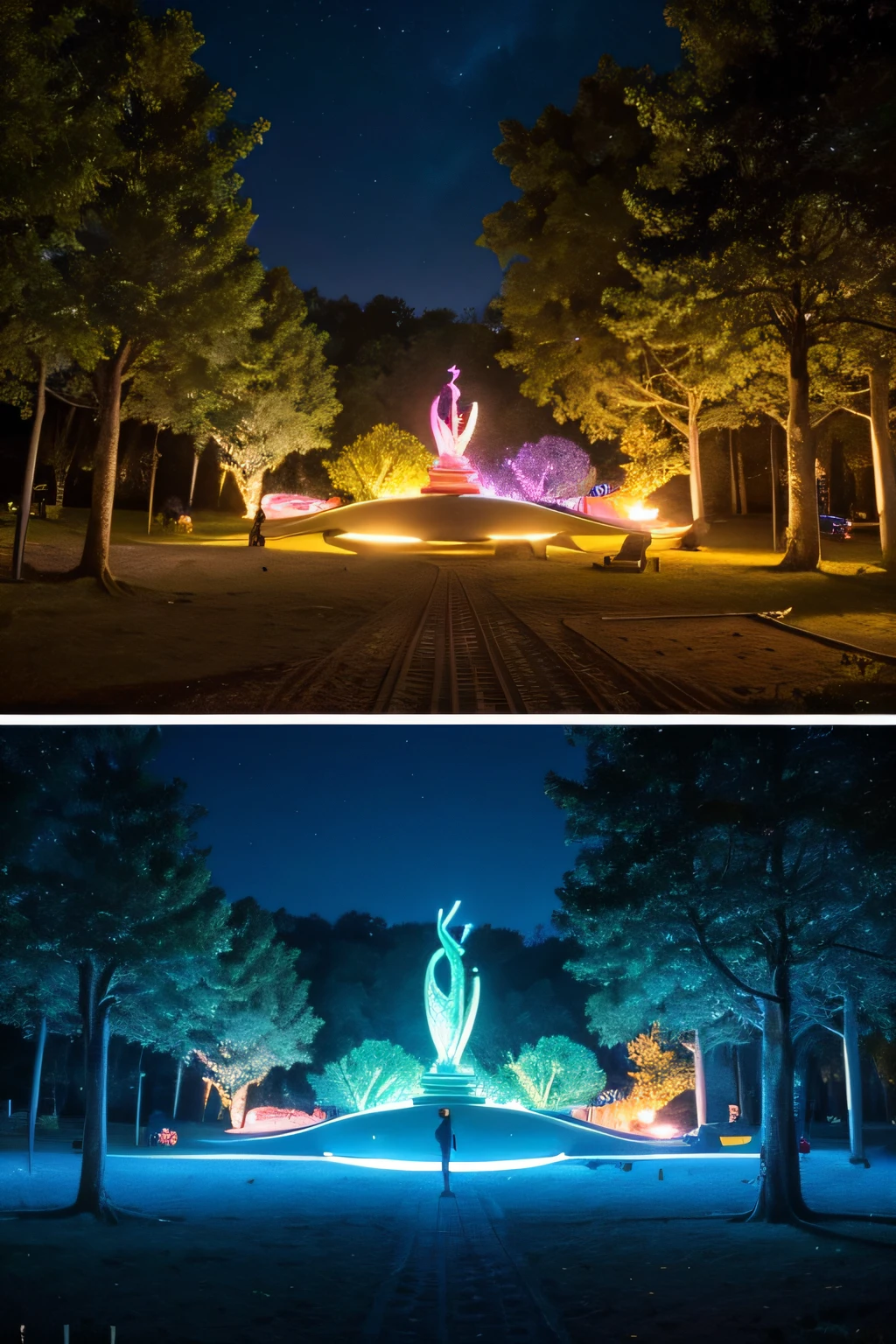 Island filled with art exhibitions and decorations, artists have left their creations in every corner of the island. In the forest, you can discover sculptures, while on the beach, you can witness sand art. The island also features an open-air theater, where mesmerizing performances such as concerts, dances, and theatrical plays are held every evening, providing endless artistic enjoyment.
(material:illustration,sculpture,photography,digital art), (vibrant colors,vivid colors), (best quality,highres:1.2), (realistic,photorealistic:1.37), (landscape:1.2), (bright sunlight), (professional:1.1), (music concert), (dance performance), (theatrical play), (forest), (beach), (spectacular), (captivating), (engaging), (immersive experience), (enchanted atmosphere), (intricate details), (expressive emotions), (multitude of styles), (diverse artists), (unique perspectives), (artistic expressions everywhere), (storytelling through art), (unforgettable memories), (interactive installations), (seamless integration of nature and art), (illuminated sculptures in the night), (striking visual effects), (captivating audience), (inspiring creativity), (exploration and discovery), (creative energy in the air), (aesthetic paradise), (artistic community).
