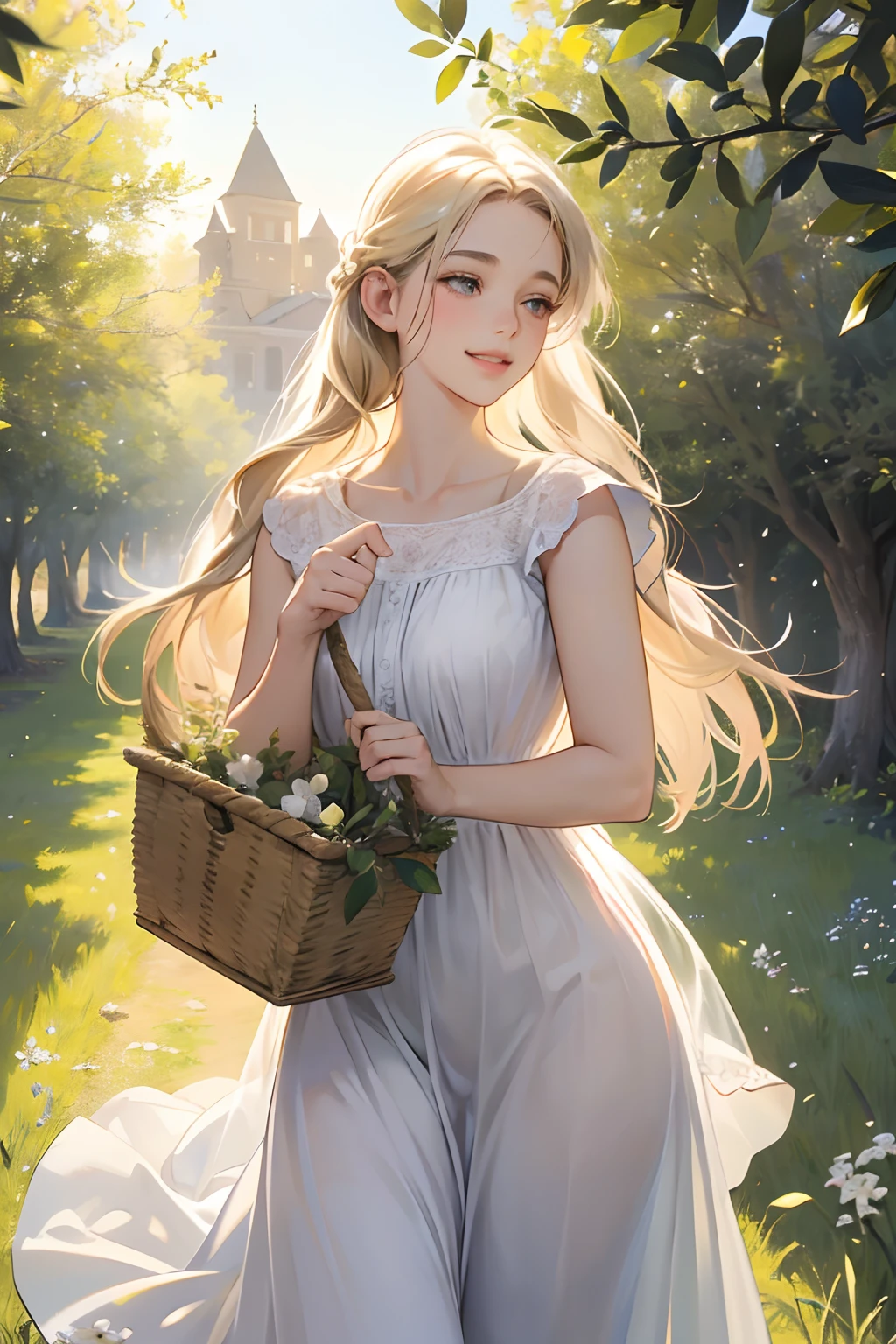 (best quality,4k,8k,highres,masterpiece:1.2),ultra-detailed,(realistic,photorealistic,photo-realistic:1.37),Russian girls in white dresses,olive tree in a garden,beautiful detailed eyes,beautiful detailed lips,extremely detailed eyes and face,long eyelashes,pick olives,delicate olive branches,golden sunlight,soft shadows,lush green grass,vibrant colors,fresh summer air,dreamlike scenery,subtle breeze,serene atmosphere,peaceful surroundings,natural beauty,feminine grace,gentle poses,white flowers,playful laughter,resplendent dresses,traditional Russian hairstyles,joyful expressions,abundance of olives,harvesting season,traditional woven baskets,harvesting ritual,harvesting olive fruits,filled with anticipation,celebration of nature's bounty,dainty fingertips,meticulous attention,precise movements,dancing sunlight and shadows,laughter echoing through the grove,shared joy and camaraderie,unforgettable memories adorned with olive leaves,magical olive gathering experience,celestial beauty,traditional elements blended with modern aesthetics,lifelike details that captivate the viewer's gaze.