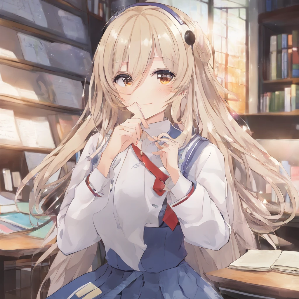 Masterpiece, best qualtiy, 10, hyper HD, Miss Maiden, Painting, Beautiful eyes and detailed face, illustration, Beautiful details, anime big breast, 16-year-old boy. ,Long white hair, Yellow eyes, High level of creativity, Gorgeous face, Japan man, Pretty boy, Girl student uniform, Sharp, Sitting absentmindedly in the classroom, sharp lighting, anime big breast, Young people are tired of the world.