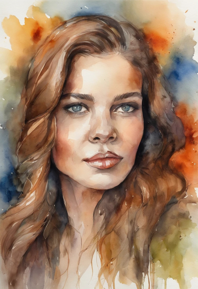 Retrato de uma jovem muito bonita, gordinha, cabelo loiro, nua com o dedo na boca.