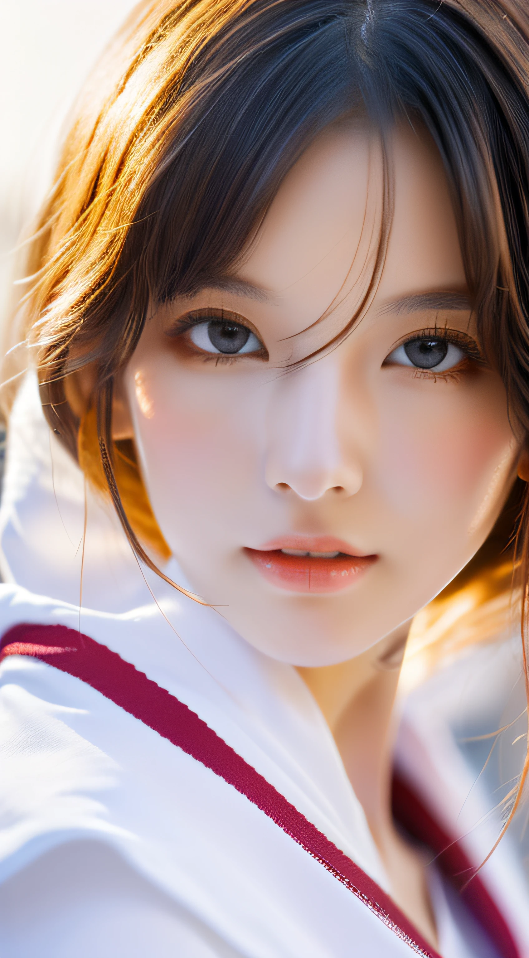 (masutepiece, of the highest quality, Best Quality, Official art, Beautiful and aesthetic:1.2), (1girl in), extremely detailed eye, (Fractal Art:1.3), Colorful, highest details, (Perfect face), Shiny skin, nffsw, (White cloak golden lines:1.2), Galaxy, (light streaks), striking visuals, (Dynamic streaks, luminous trails:1.2), Vibrant colors, (phoenix), (shenron)