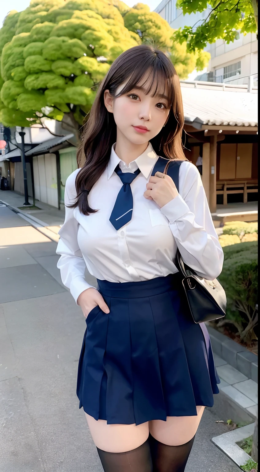 Girl in Japanese-style-school-uniform，white collar shirts, very short navy mini pleated skirt, tears, cry，(pant:1.2),nsfw