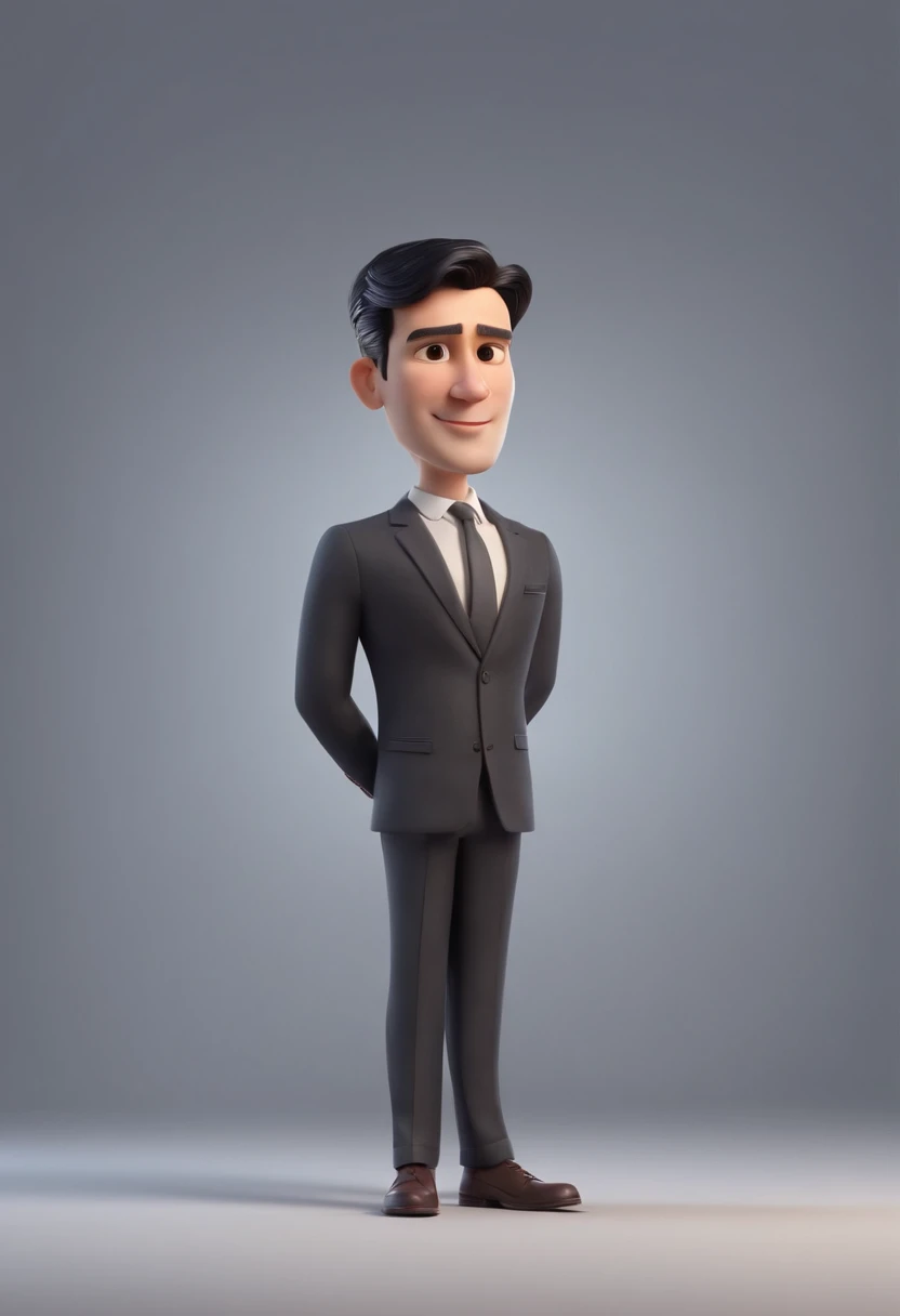 cartoon style businessman full body, black hair , character sheet