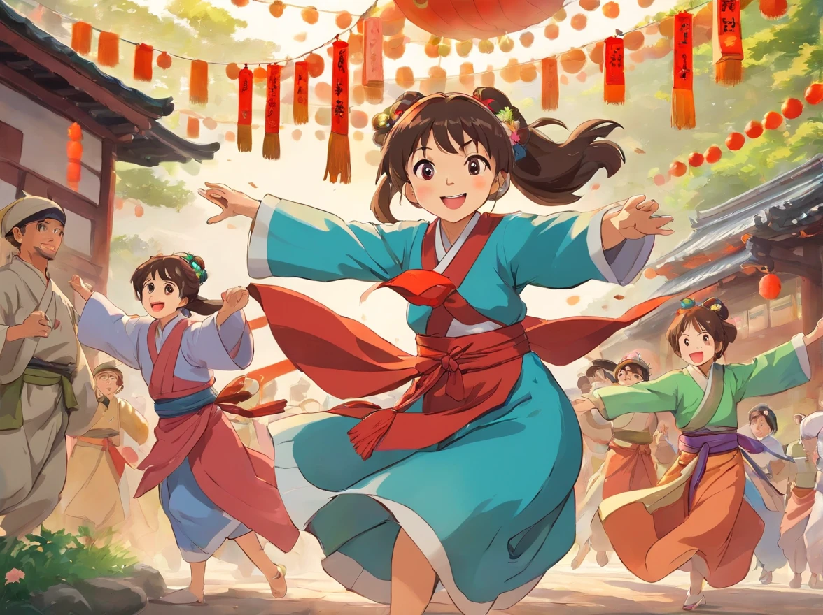 The village festival is held again。Villagers dressed in Zhuang costumes gathered together,Dance,Laughter and blessings filled the village。People believe that there is only good intentions,Their wishes will be fulfilled,This belief can be seen on everyone's face