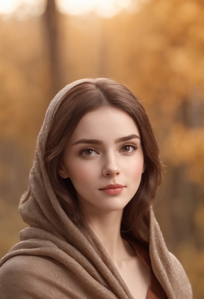 Cartoon style girl full body ,Brown hair , Wearing shawl, character sheets
