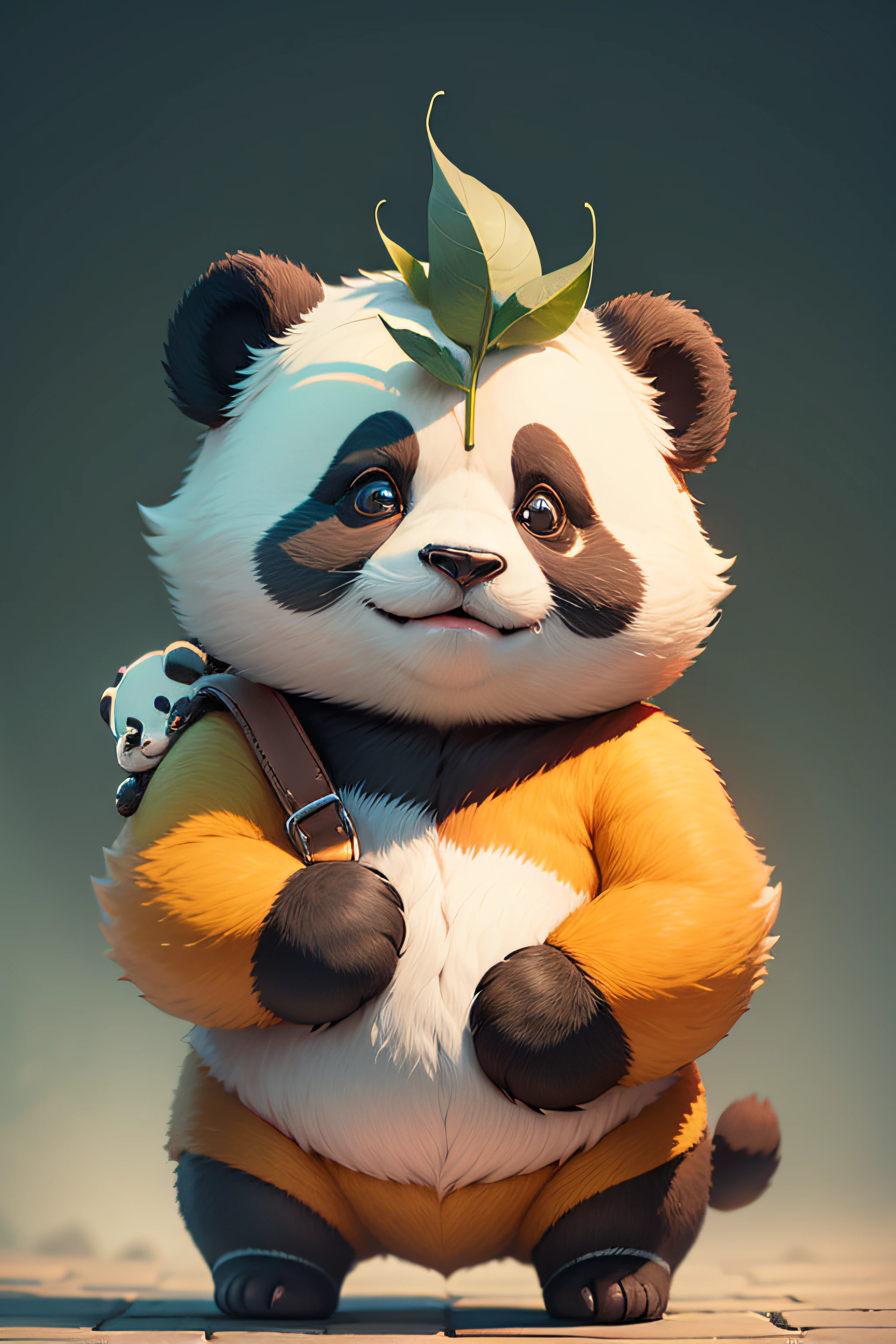 c4tt4stic,Cartoon panda carrying a mand.