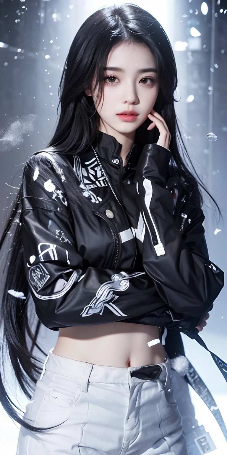 1girl, black hair, black and white clothes, ultra detailed, masterpiece, realistic