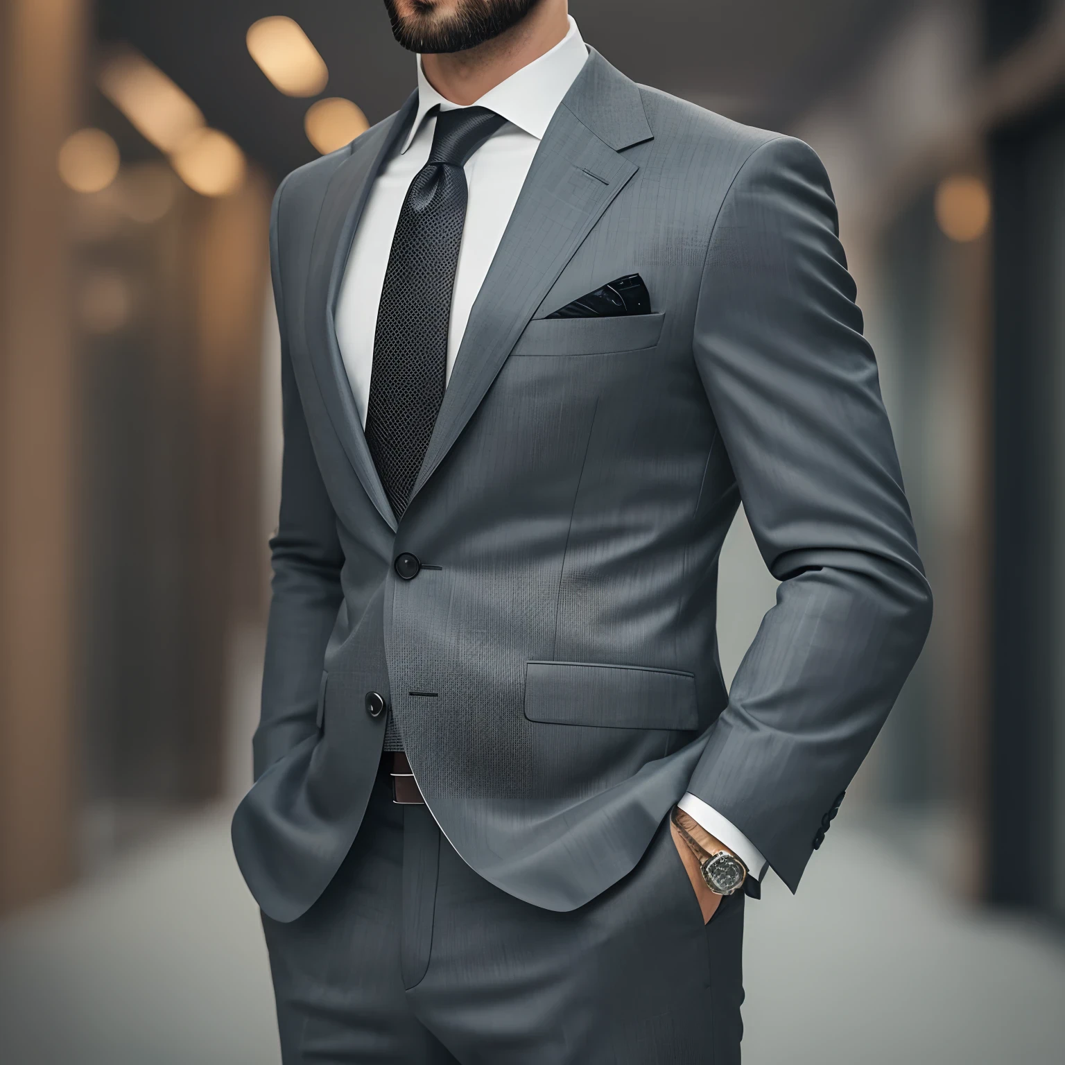 man in suit, wearing black business suit, with black beard, well groomed model, showing face, professional profile picture, business clothes, office clothes, high-res, masterpiece, best quality, intricate details, highly detailed, sharp focus, texture, detailed eyes, professional, 4k, shot on Canon, 85mm, shallow depth of field, kodak vision color, perfect fit body, Extremely detailed, photo_\(ultra\), photorealistic, post-processing, maximum detail, roughness, real life, ultra realistic, photorealism, photography, 8k UHD, photography (grain of film) medium shot for closeup shot atmospheric dark lighting.