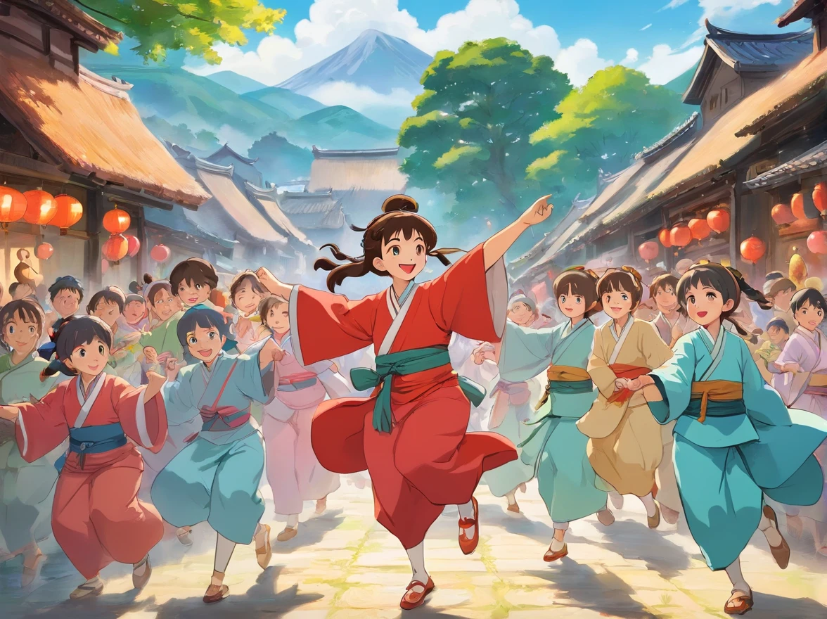 The village festival is held again。Villagers dressed in Zhuang costumes gathered together,Dance,Laughter and blessings filled the village。People believe that there is only good intentions,Their wishes will be fulfilled,This belief can be seen on everyone's face