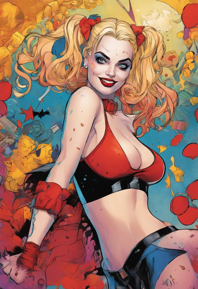 margot robbie as harley quinn, sexy sefie, showing body