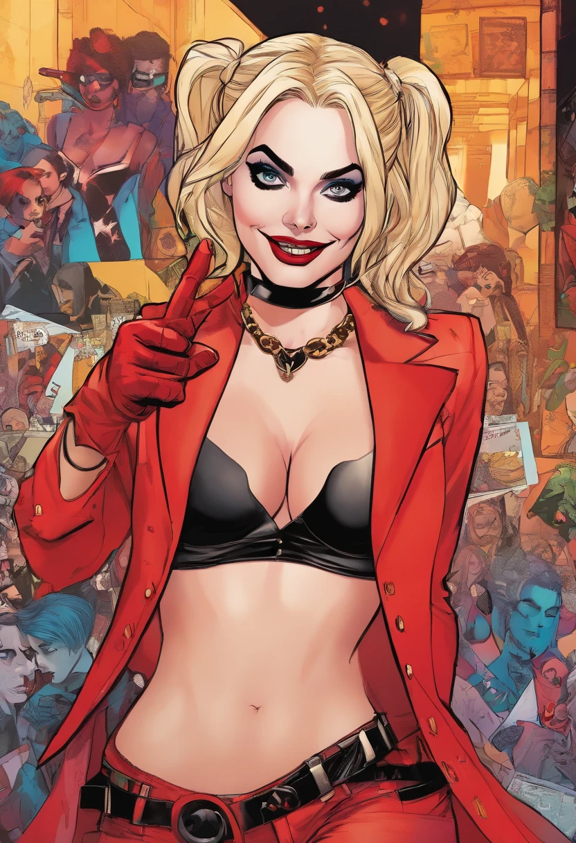 margot robbie as harley quinn, sexy sefie, showing body