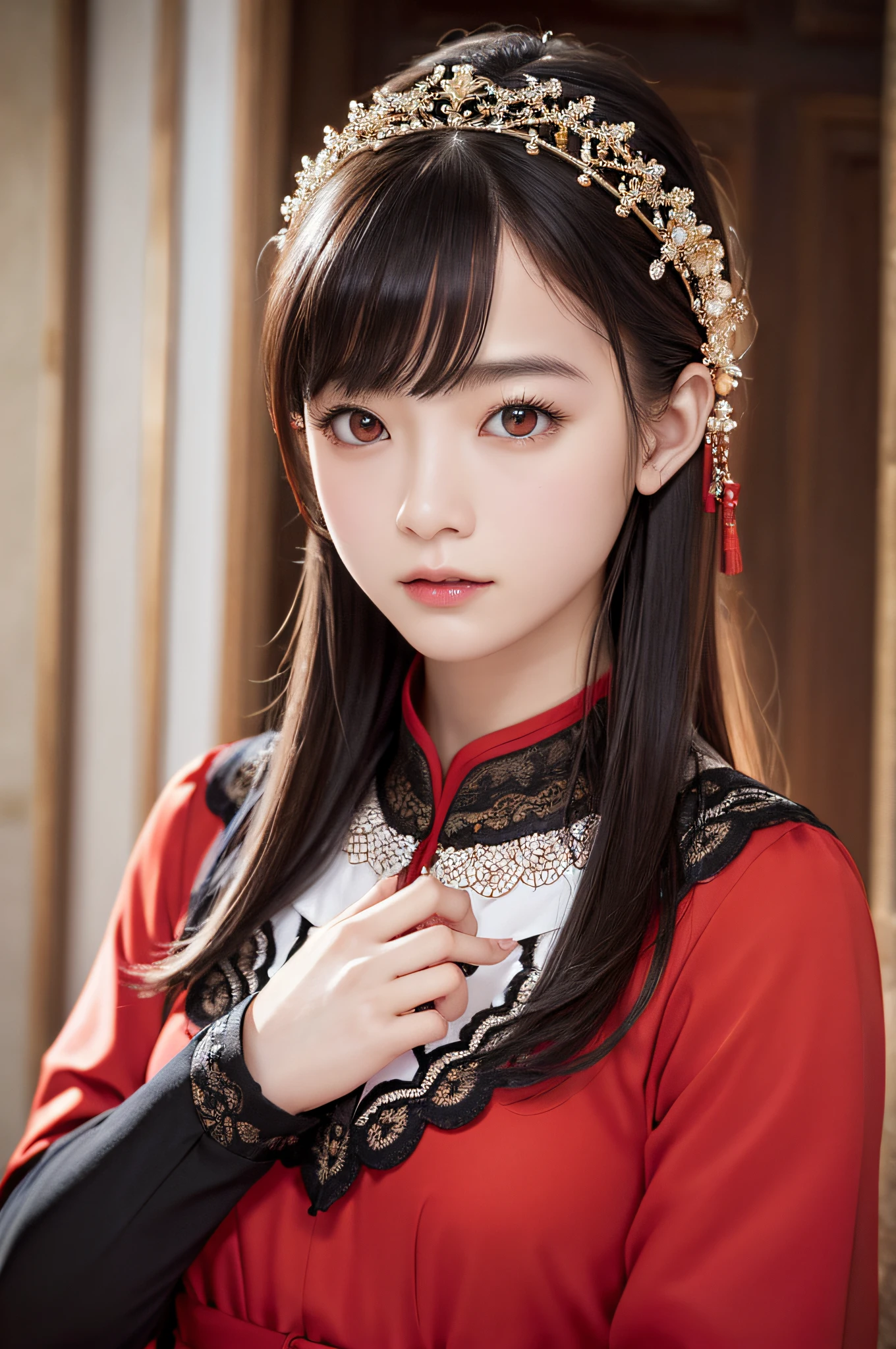 (​masterpiece、top-quality、top-quality、Beautifully Aesthetic:1.2)、(1girl in:1.3)、(Fractal art:1.3)、absurderes、​masterpiece、top-quality、realisitic、ultra-detailliert、(shinny skin)、Look at viewers、A slender、1girl in、独奏、stright long hair、Princess Cut、red eyes、动态照明、hight resolution、foco nítido、depth of fields、 tiny chest、Vampires、​masterpiece、top-quality、ultra-detailliert、Super detailed face、best quality face、２0 years old、Adults、1girl in、２0 years old、No humans、white  hair、Alchemy costume、Intricate detailed costumes、sexy  pose、Glowing red dress