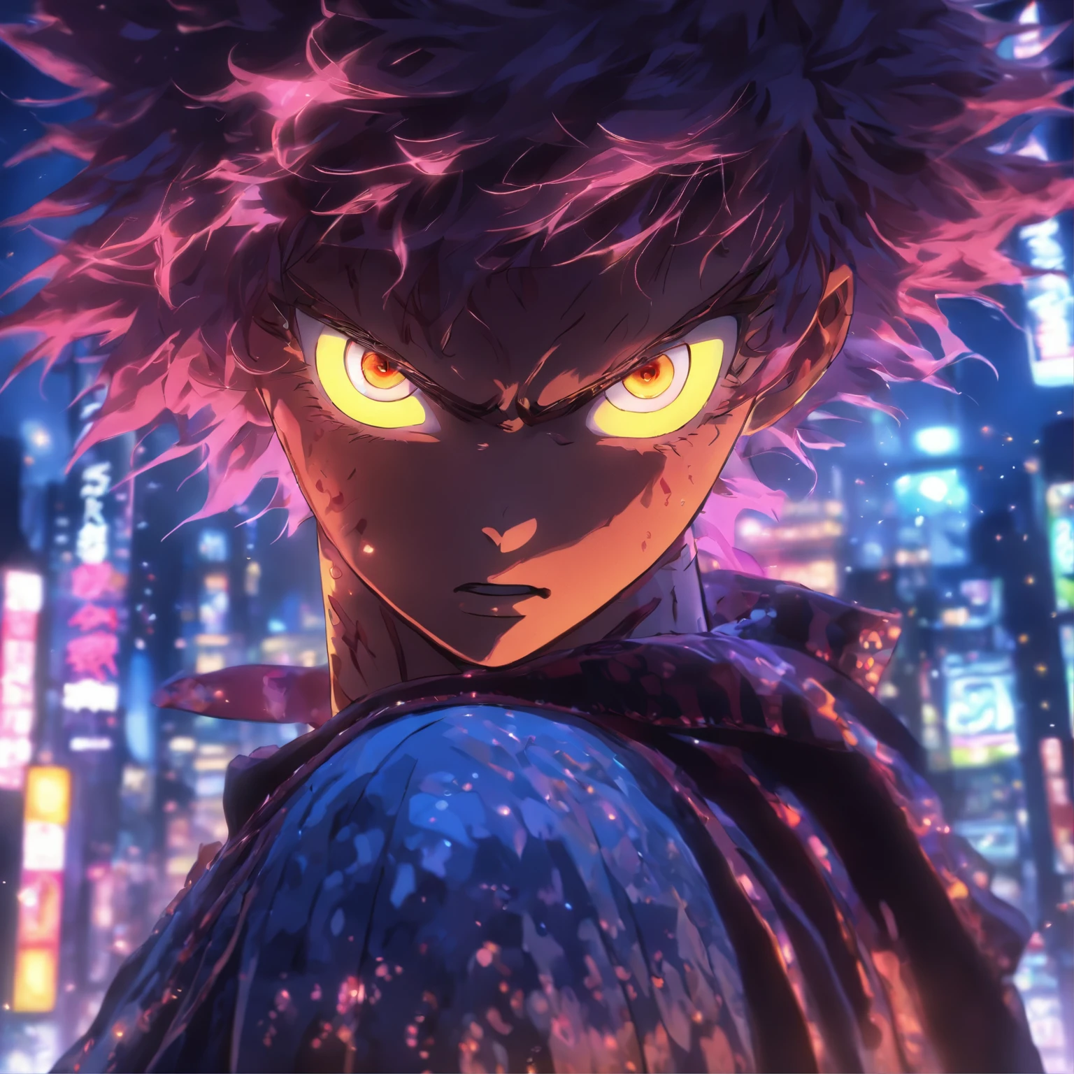 Knotweed Yuren,Clear eyes,Big eyes,shout out,manly,Close Up Shot, nighttime scene,date,blindfolds, Smiling, Standing on the Tokyo tower, Night, Modern city lights, More CG City, Top, Cinematic lighting, lensflare, Detailed shading, Detailed Lighting, Best Quality, Contrasty, sharp, masutepiece, Illustration, Best Detail, Best lens flare quality, nigh sky, Fog in distant cities, Volumetric cloud sky, Detailed facial structure, itadori yuji, Jujutsu Kaisen, best quality, ultra hd, highly detailed,photorealistic, lip gloss, painting, realistic, best quality, ultra high resolution, depth, pastel color, detailed shading, focus on face, face only, looking at viewer, hair accessory, well detailed eyes, Dress