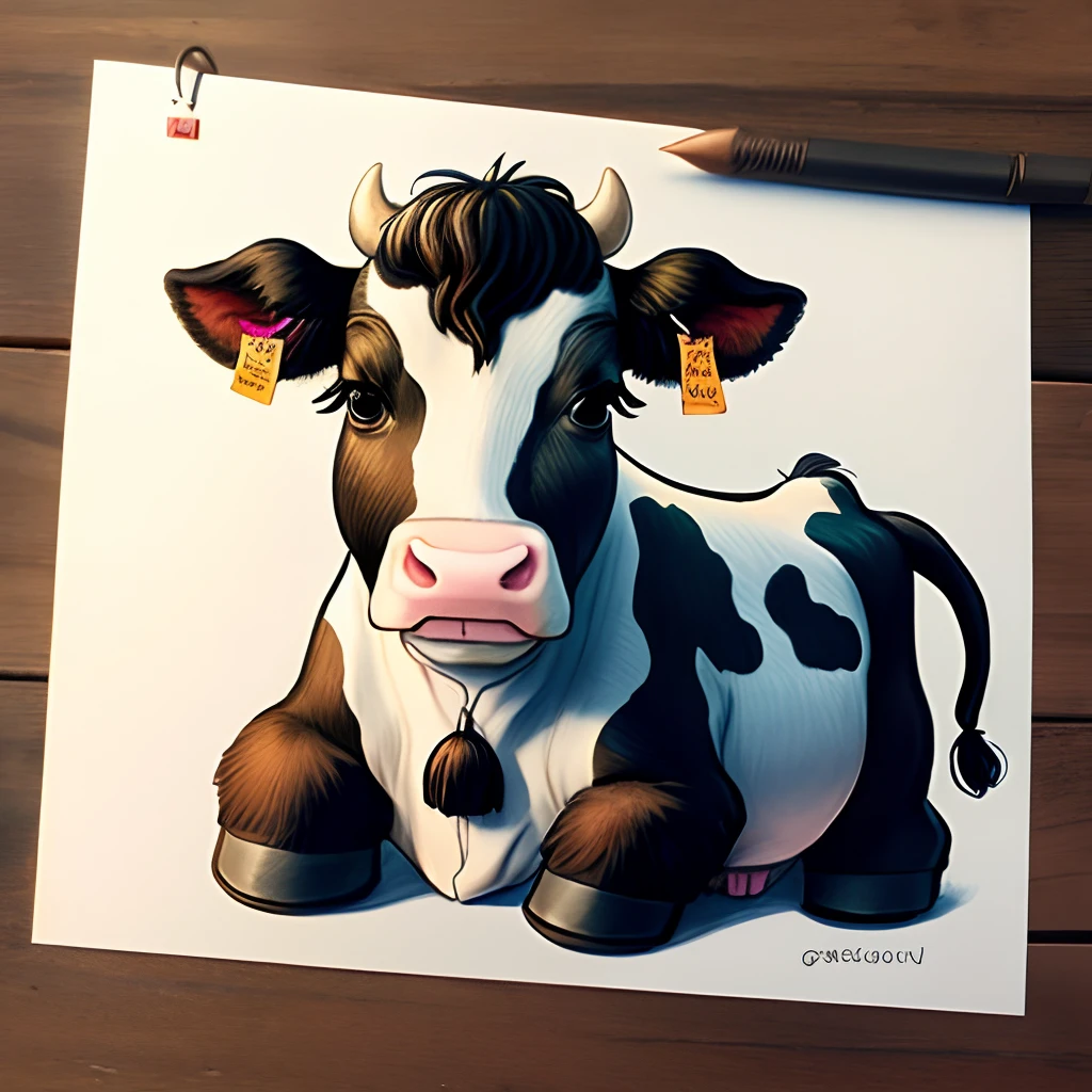 Cow cartoon image,Easy hand-drawn