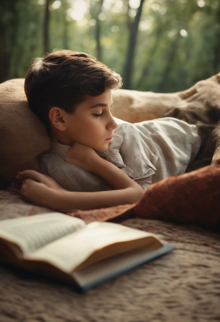 boy Lying down and reading.