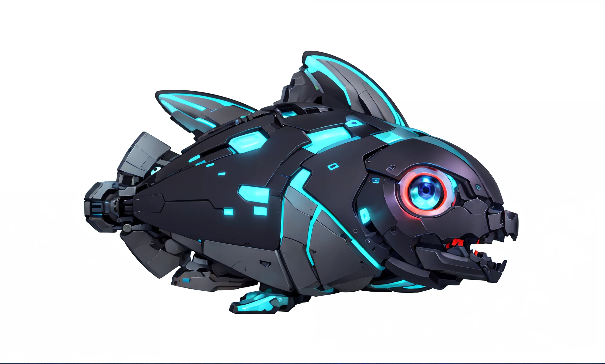 Mechanical fish,mechs,cartoonish style,lineworks,(tmasterpiece), ((best qualtiy), (ultra - detailed), (highly detailed CGillustration), (Lateral face),cinematric light,((1 mechanical whale)),(Machine-made joints:1.2),((Mechanical limb)(Mechanical vertebrae attached to the back)(mechanical cervical attachment to the neck)(Wires and cables are attached to the neck:1.2),(Wires and cables on the head:1.2) scientific fiction,urban backdrop,The is very detailed,rich colourful,More detailed,(Better performance)),laser eyes(Detailed blue),Sci-fi Blu-ray,LED lights,