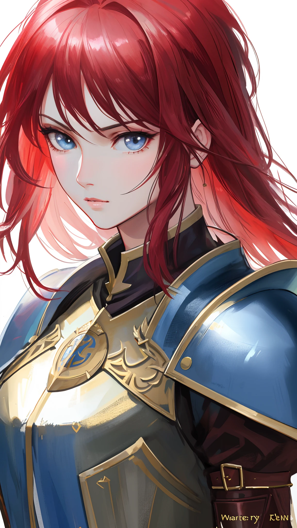 (best quality,4k,8k,highres,masterpiece:1.2),ultra-detailed,(realistic,photorealistic,photo-realistic:1.37),close-up portrait of a person in armor, divine warrior, dark sun character art from D&D, red-haired temple knight, lady in crimson armor, portrait of a female paladin, fantasy knightly woman, Pathfinder adventurer, beautiful divine warrior, flowing robes and leather armor, epic exquisite character art, Elisha Cuthbert as a D&D paladin