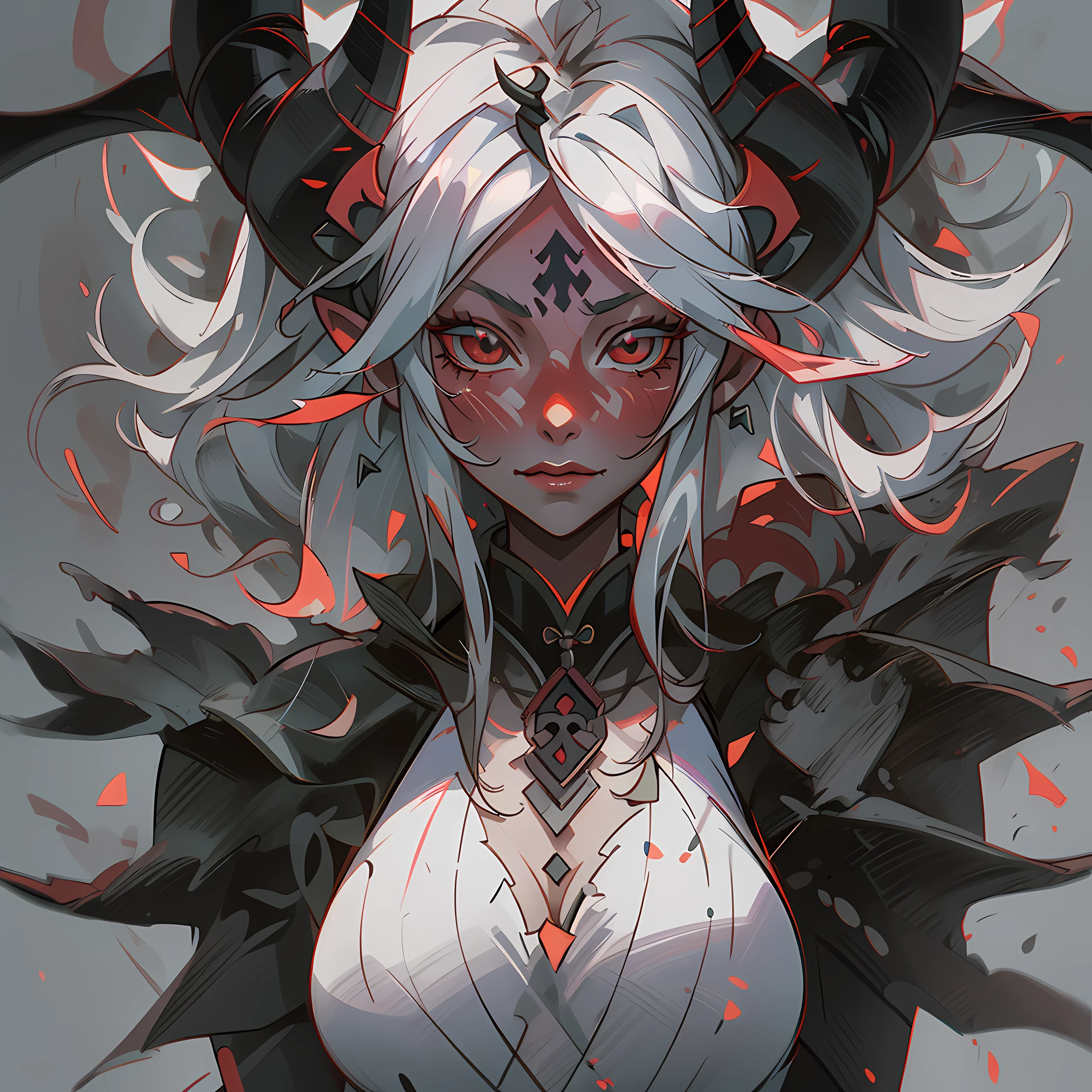 a close up of a woman with horns and a demon face, digital art inspired by Li Mei-shu, cgsociety contest winner, digital art, albedo from overlord, onmyoji portrait, deviantart artstation cgscosiety, fanart best artstation, badass anime 8 k, portrait gapmoe yandere grimdark, widowmaker