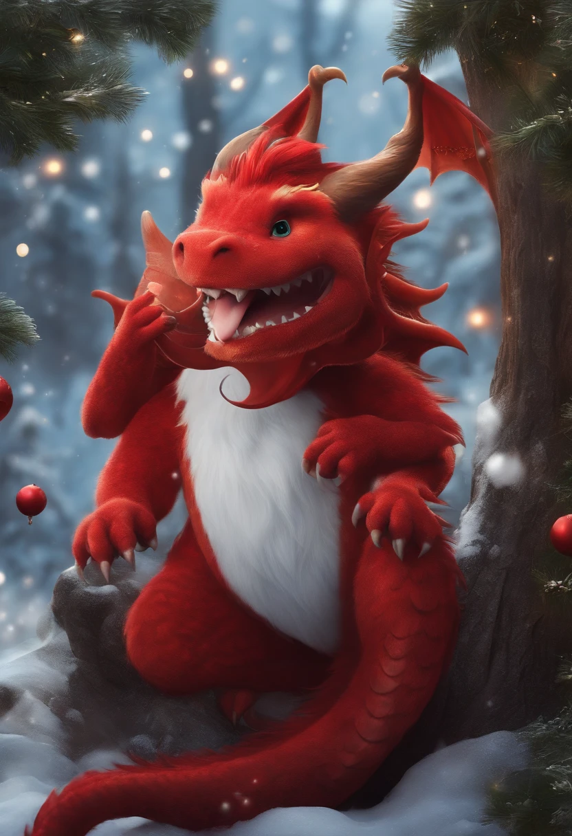 Cute red dragon IP,New Year atmosphere,Booming