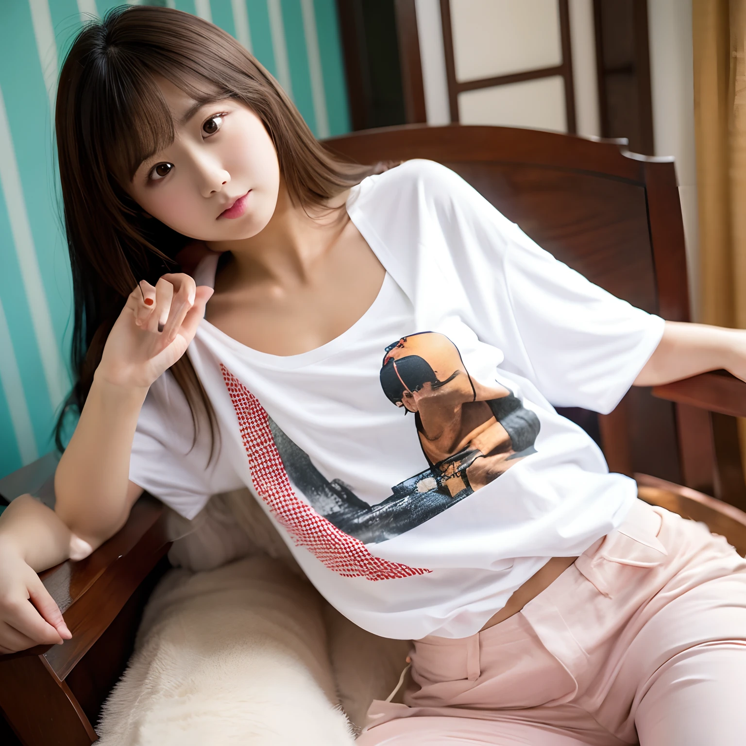 T-shirt,Make them wear pants,A woman dressed,Do not show skin