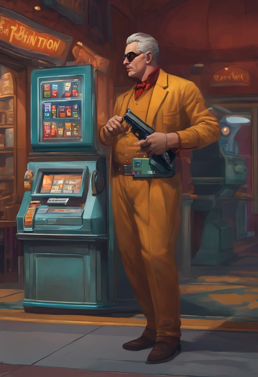 The Q version villain holds the POS machine in one hand and holds the bubble in the other hand, and the content of the dialog box is"Fast development industry The exhibition industry is one step ahead"