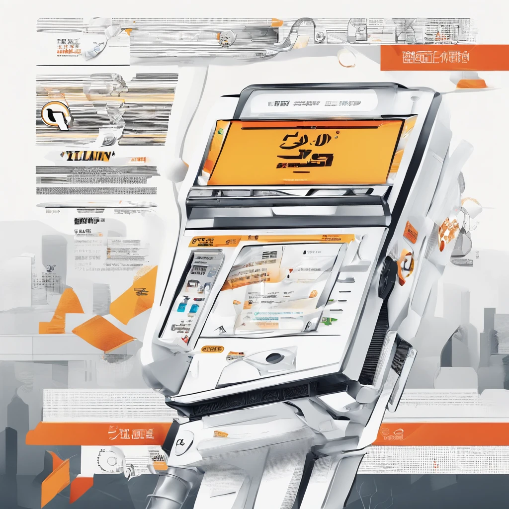Plain white background Q version villain holding pos machine in one hand Dialog box content"Fast development industry The exhibition industry is one step ahead"