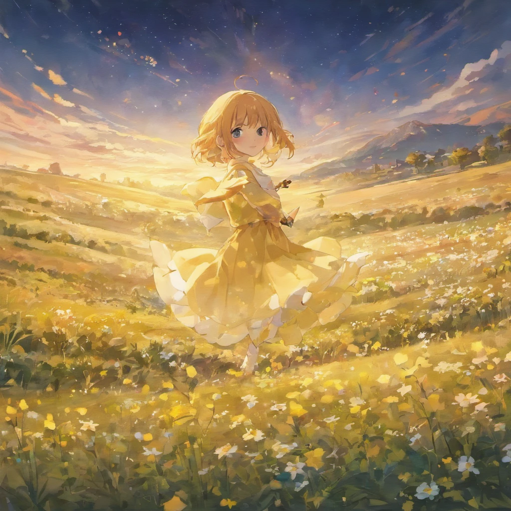 Beautiful landscape of the cosmos countryside、Excelente calidad de imagen、La mejor calidad en el mejor de los casos、hermosos colores、Ambiente con luz natural、Smooth Camera Work、tonos suaves、Resplandor nocturno、Ambiente tranquilo、Elegant atmosphere、Petal dance、Cielo azul y abierto、gentle breeze、sentirse feliz、Rico entorno natural、Beautiful depiction of light。
