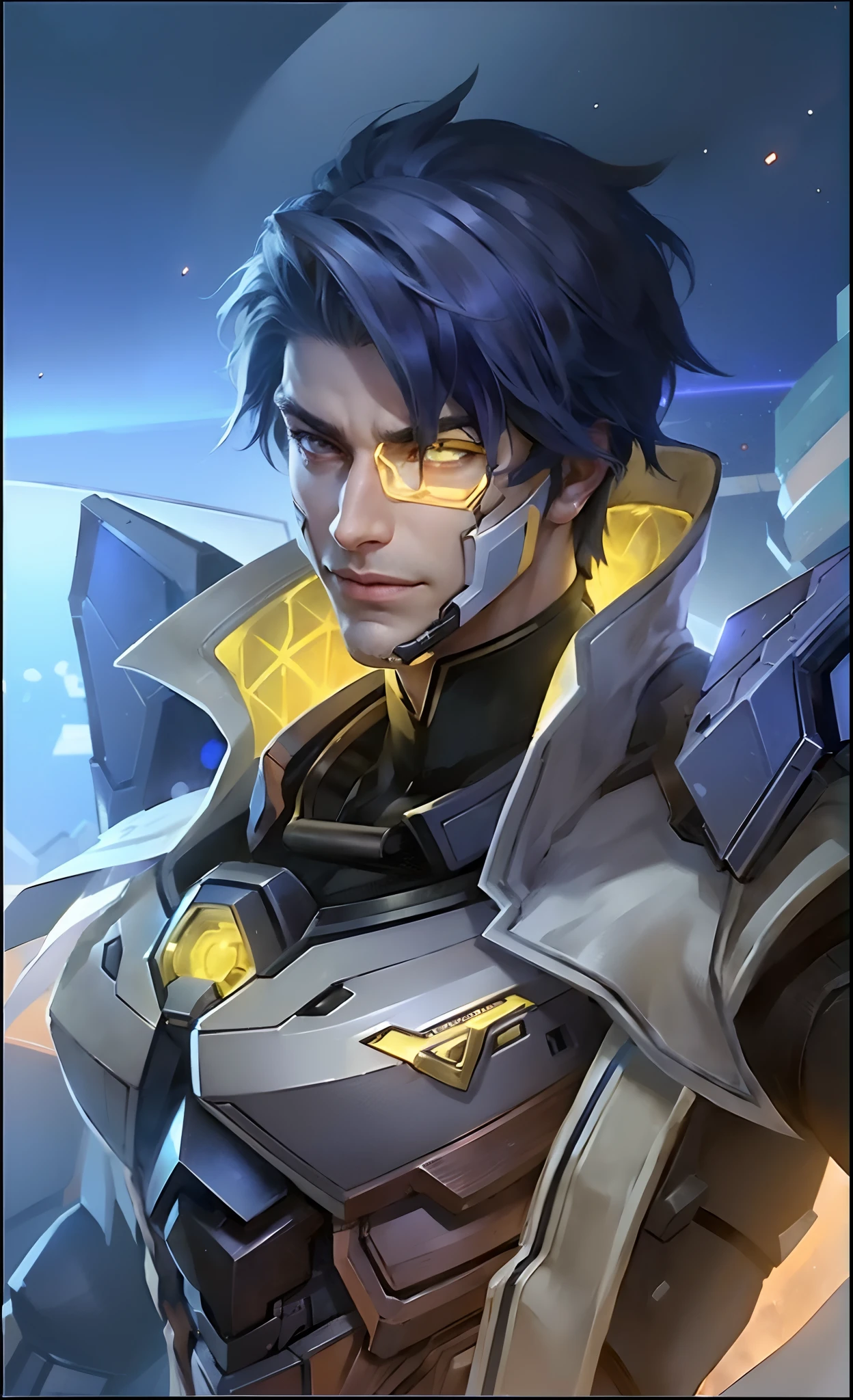(Intricate Details, Masterpiece, Best Quality, High Resolution, 8k), (1man), (male:1.2), mature, dandy face, finely detailed eyes and face, toned body, masculine appeal, commanding presence, hot stud, bulging biceps and triceps, well-developed quadriceps and hamstrings, light skin, burgundy straight layered bangs hair, aquamarine eyes,  ornate details,  portrait, solo, half shot, looking down, detailed background, detailed face, (cogpunkai, cogpunk theme:1.1),  tech-mage,   [magic|technology], melding of spellcraft and advanced technology,  intricate [spellcasting clothes|mechanical gear], gear shaped glyphs,  ancient crystals,  [gears|ancient spell],  floating particles,  [innovative|enchanting] aura, high tech vehicle in background,   , finely detailed background, Depth of Field, VFX, young man and handsome