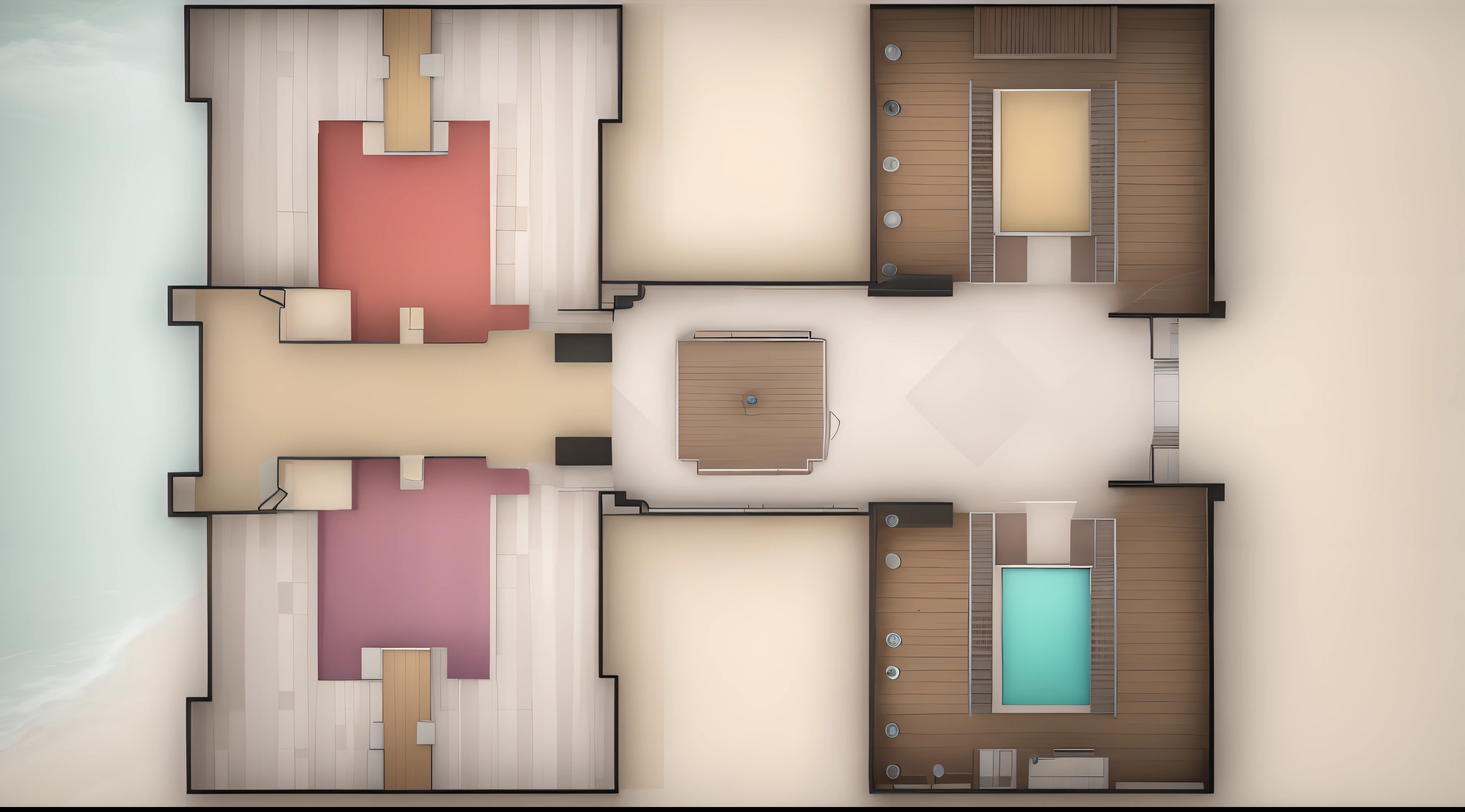 Panorama floor plan,Emphasize the marble texture of the floor,installation creator,Hyperplane style,Danish art,vibrant, Colorful, randomly segmented rooms, layout of map, plans, Diagram,mappa,8K,in a panoramic view, top - view, 2 d overhead view, Floor plan, top - down view, Top-down view, upper view, flat 2 d, penthouse, floor plan view, Top view, swim suite, bird's eyes view, bird's eyes view, high-angle view