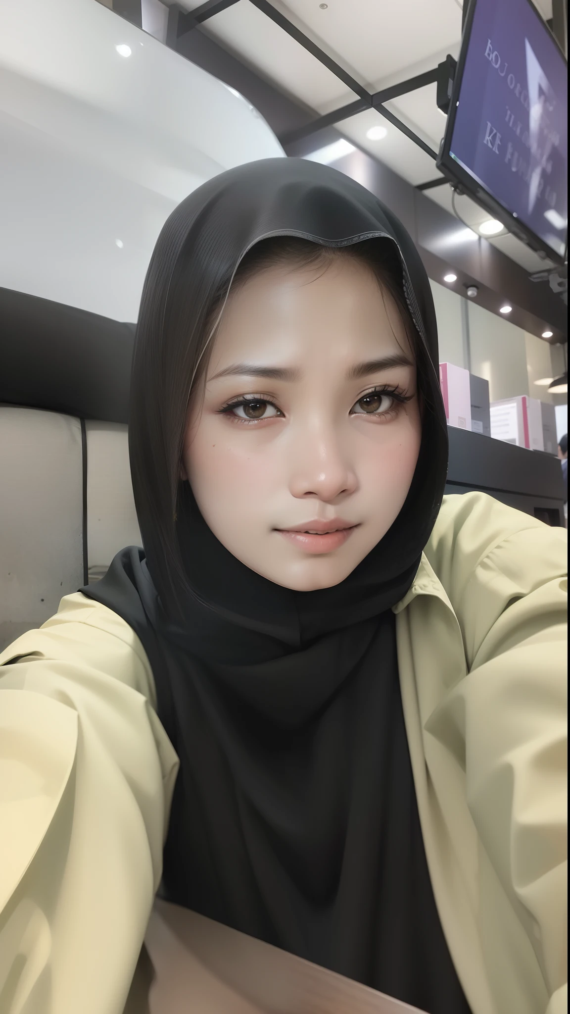 Kerudung hitam, baju kuning