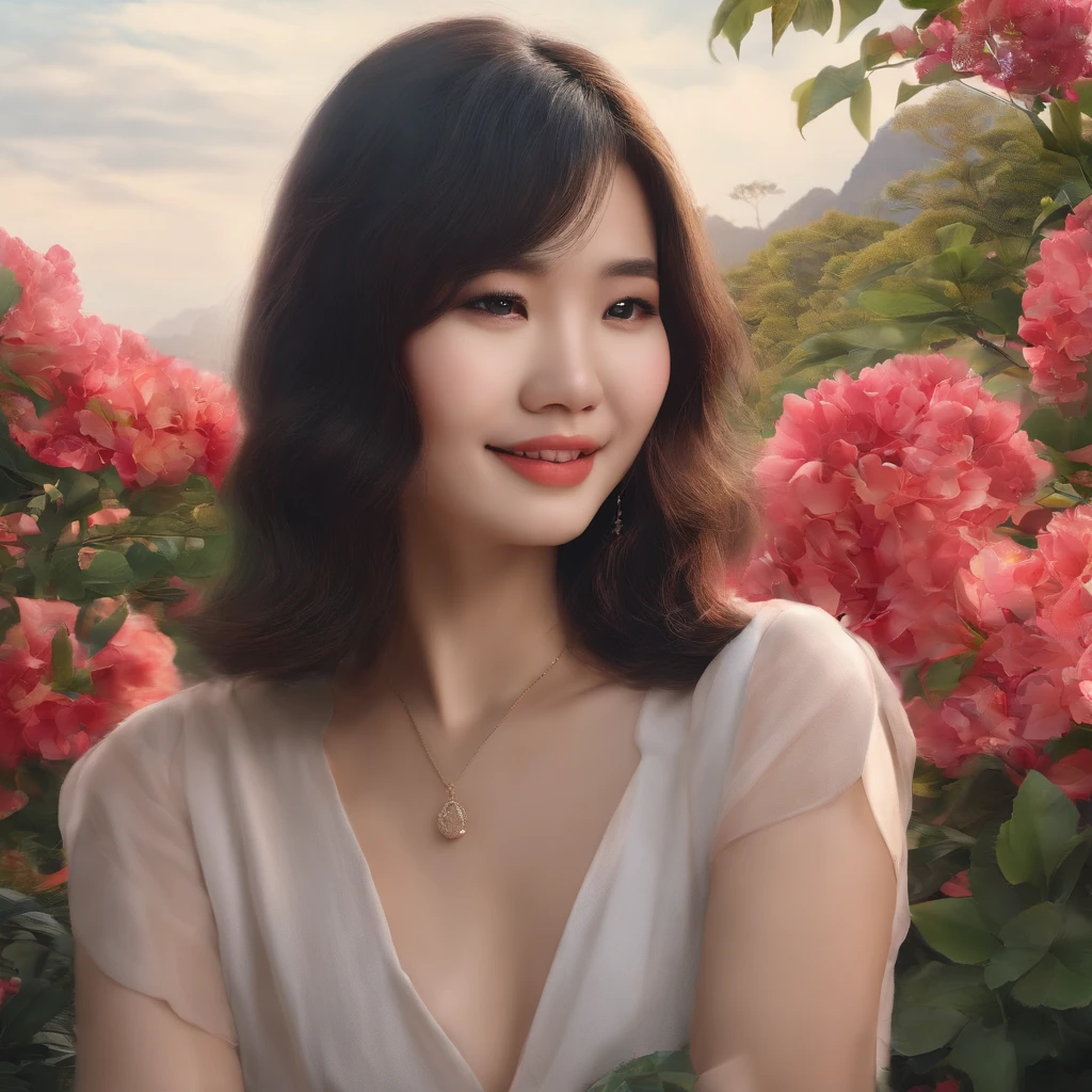 asian human in her 20s femele View your phone a smile Bob Hair
