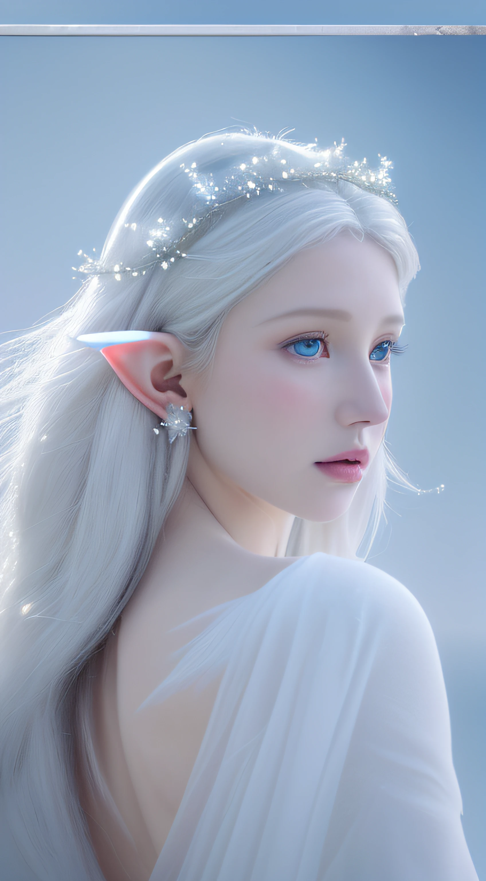 A close up of a person with a white hair and blue eyes - SeaArt AI