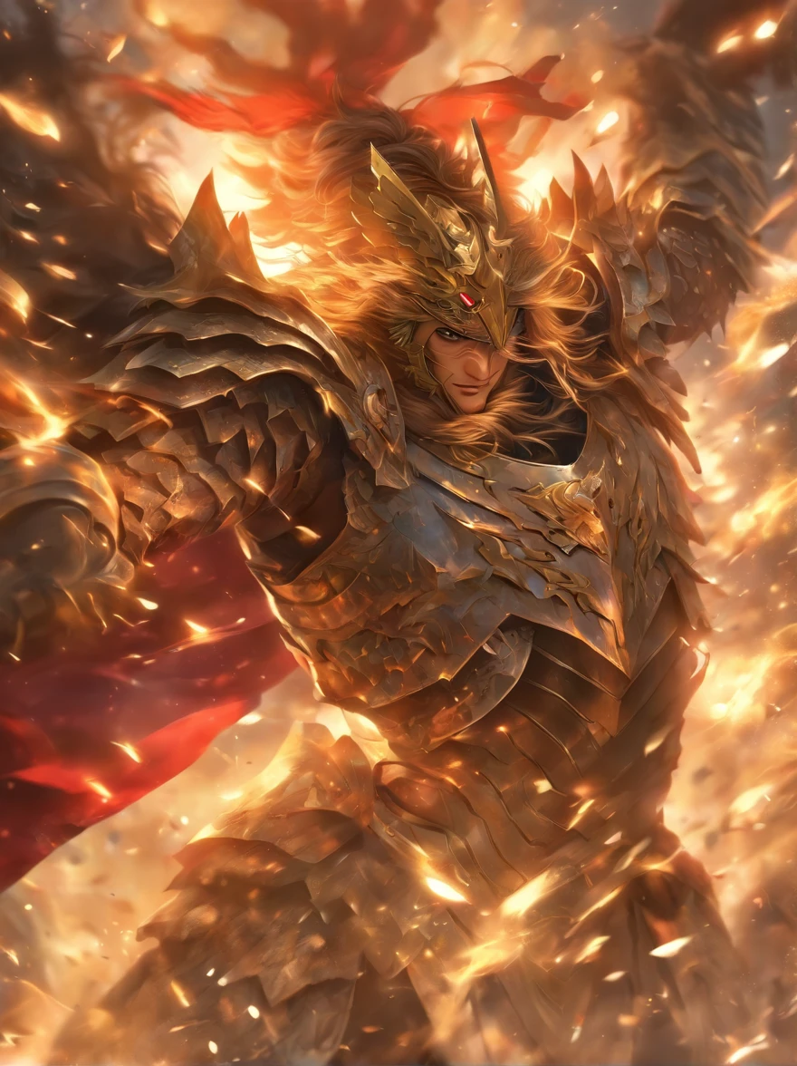 Inspired by Zhao Yun,Mikuni Shima Chao,Riding a war horse,ride horse,Horse armor,With a spear in his hand,longspear,Red show spear,armour,Flying,Exudes a powerful aura ,2K, best qualtiy,Masterpiece, Super detail, High details,Well-made beard,,(High- sharpness,ultra - detailed), tmasterpiece, 独奏, High detail, (A high resolution, ultra - detailed), Cinematic lighting, Motion blur, Ray tracing, reflective light, Masterpiece, Best quality, High quality, Anatomically correct, Textured skin, High details, Super detail, 1080p, hyper HD,