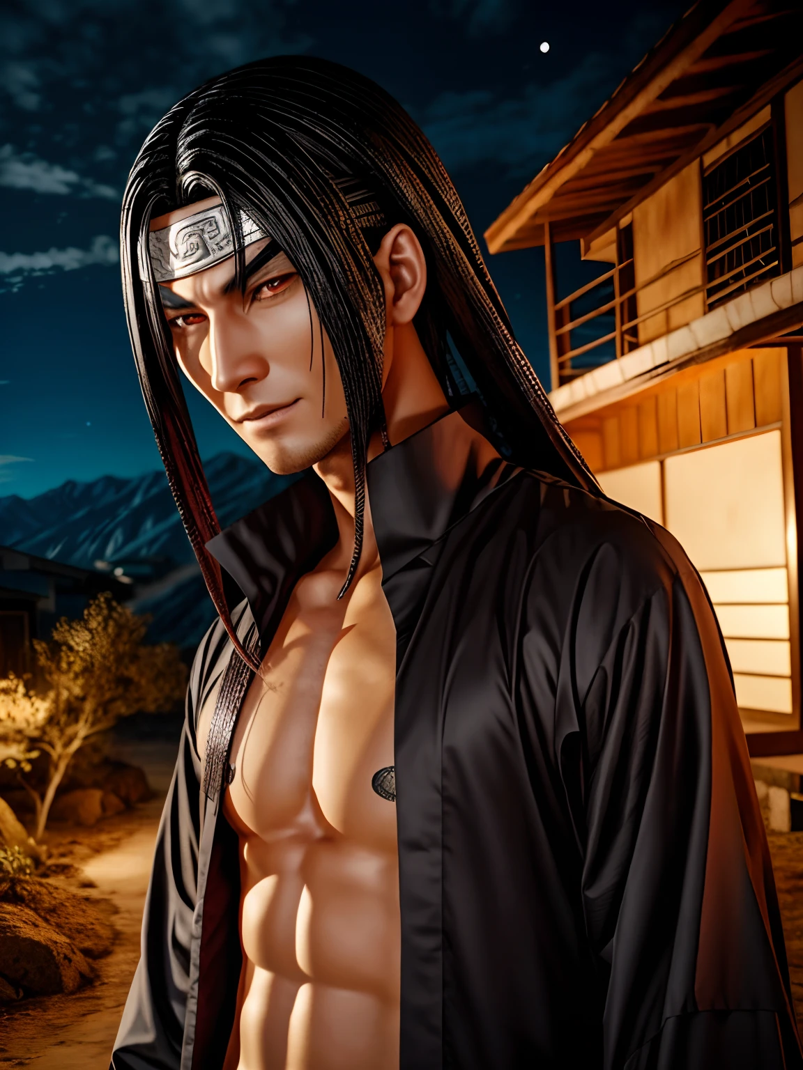 Orochimaru, 1 man, with snake, realistic, ultra detail, 8K, anime naruto karakteristik,