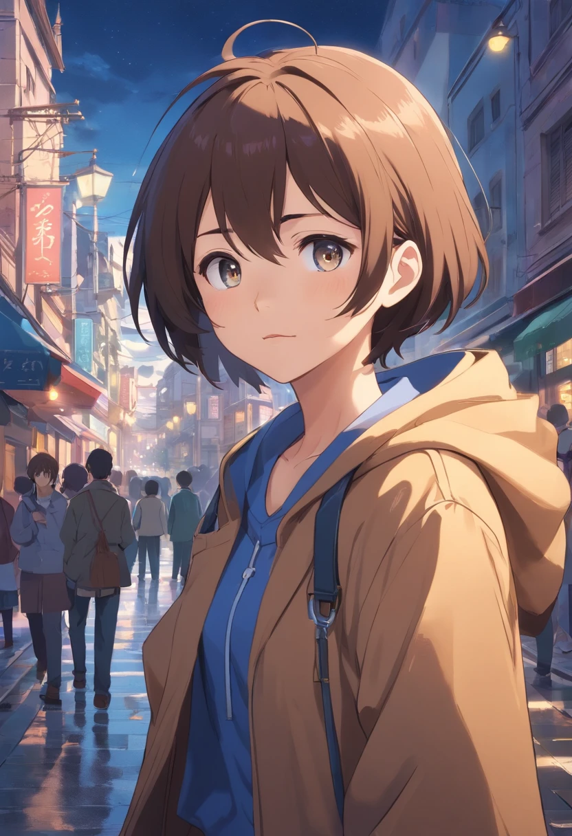Anime Handsome Boy Realistic Face、8k ultra、fully body photo、Wearing a blue beret、Brown Shorthair、Long Brown T-Shirt、Silver breastplate、Wearing a brown cloak、、Grey protector、Grey boots、Greek palaces、Hold 4 tarot cards、The card glows、The sword of the brave is stuck in the ground、 Several corpses of monsters are falling（At the back、）