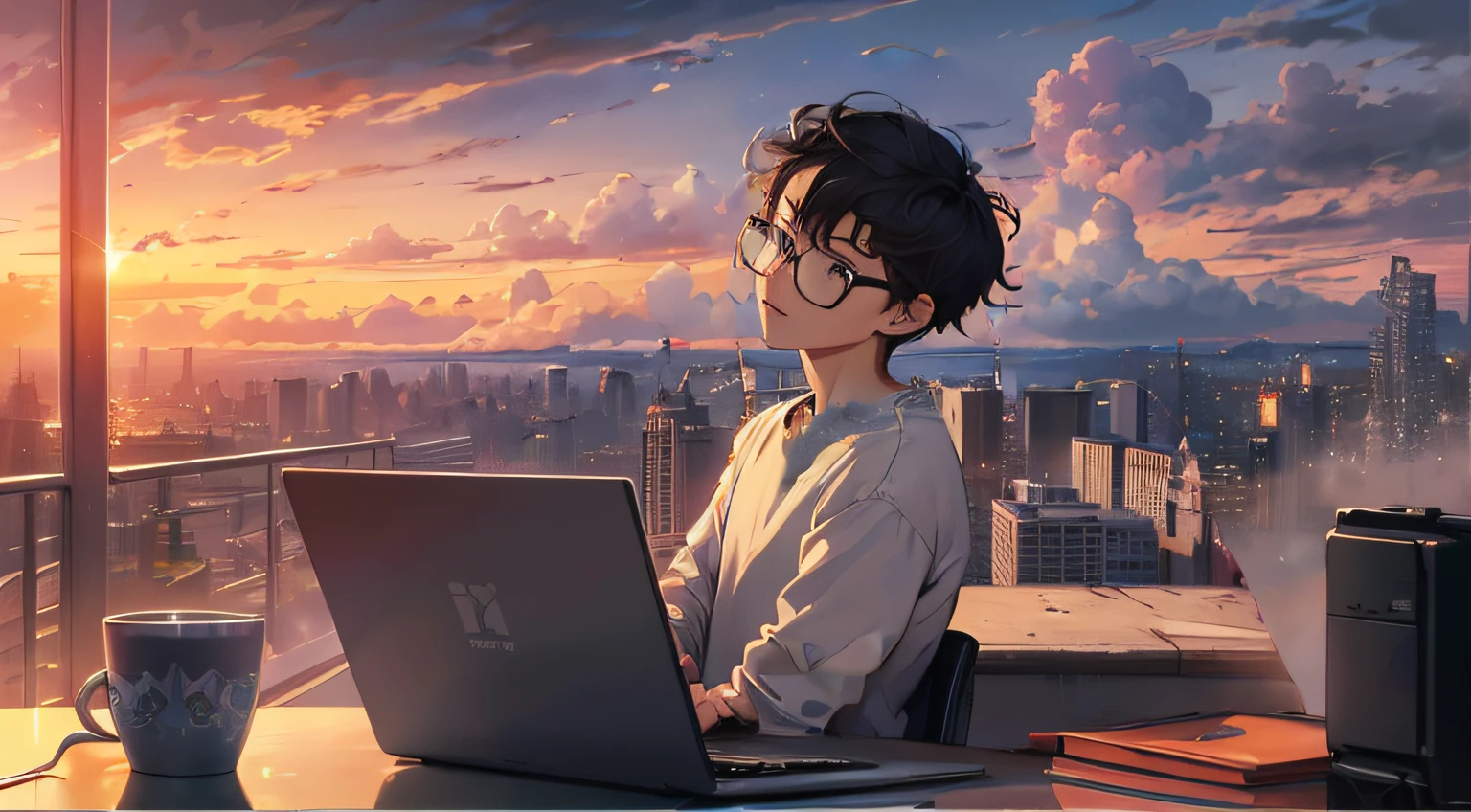 wears glasses、boy、Facial beauty、Good facial features