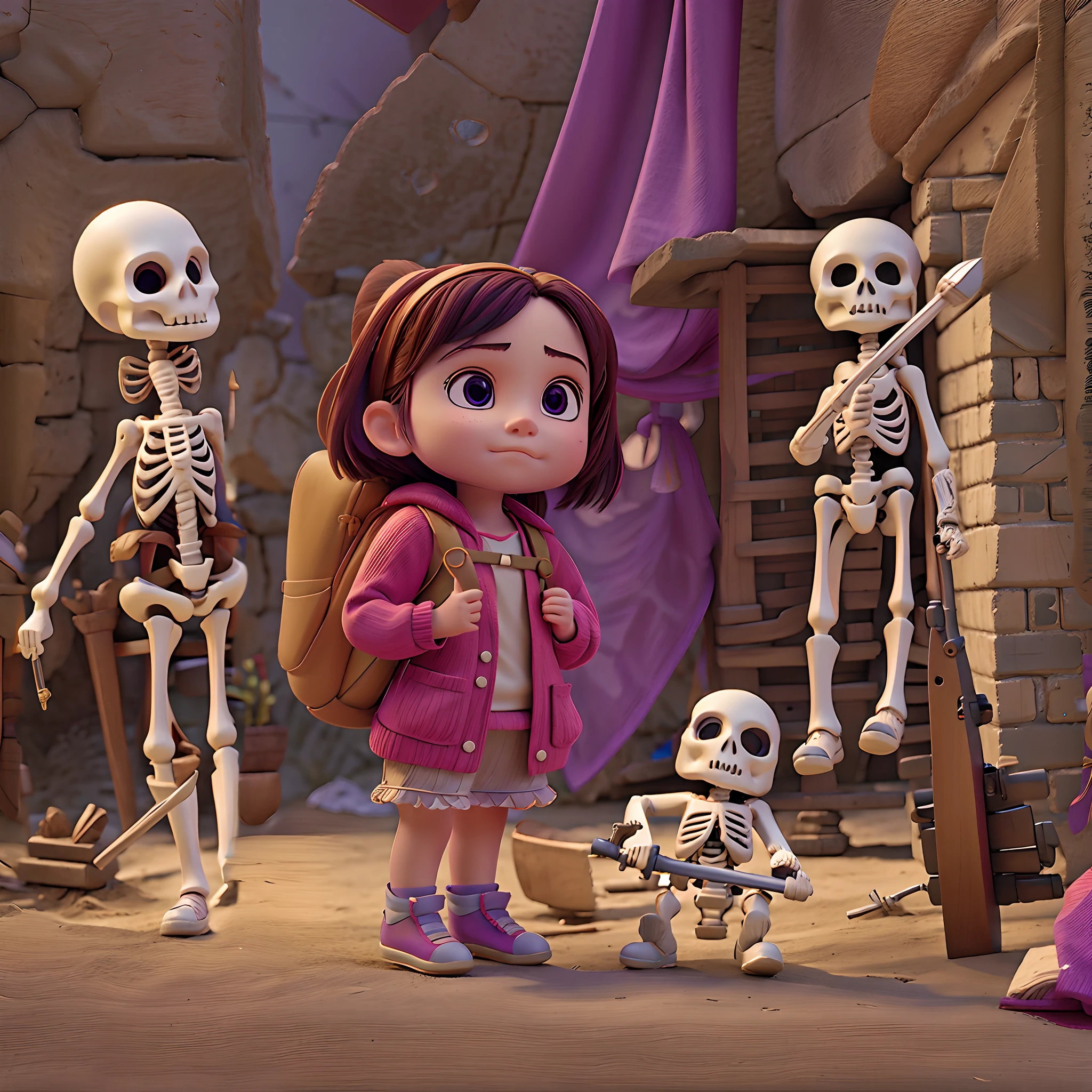 Skeleton soldiers with weapons