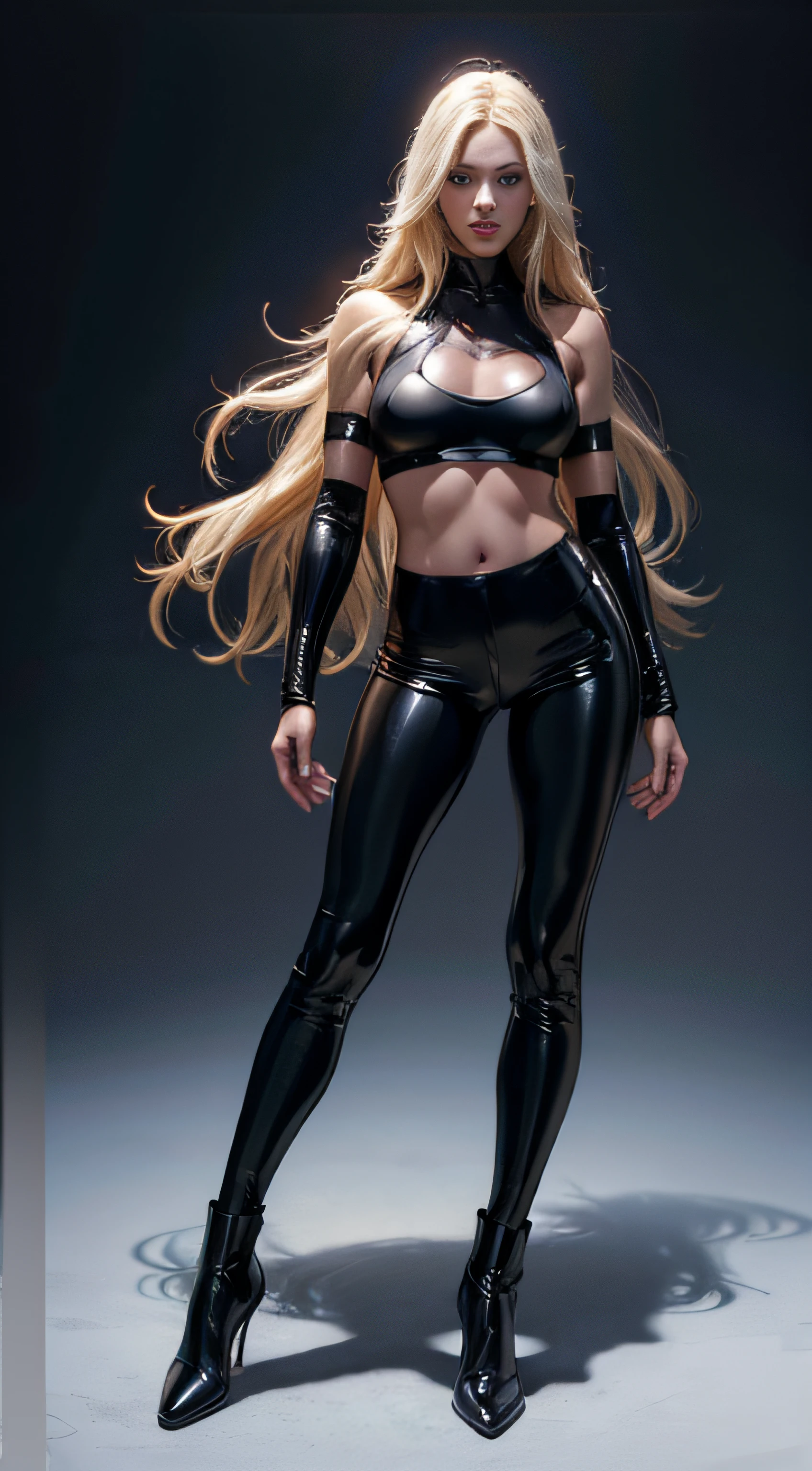 ((Full body photo, standing, feet on the floor) 8k,An elf woman who is the vice-commander of the Knights of the Brave.,Super beautiful(like the real thing),green eyes,elf ears,blonde straight hair,muscular slim body,strongly cracked abdominal muscles,luxurious black exterior,luxury black combat pants,anger,long slit eyes,masterpiece,Photorealistic RAW photos of the highest quality。bright colors,rich colors, Backlight, cinematic lighting, film grain, to be born, 50mm lens, Nikon D850,realistic skin,fantasy art,character art,ultra high resolution,realistic scale skin,Perfect hand shape,view audience,beautiful expression,comb one's hair,very small breasts,Gorgeous black very small breasts chest armor,luxurious black shoulder armor,luxury black gauntlets,luxurious black waist armor,luxury black leg armor,view audience,thin chest plate,perspective from above,Close-up,sharp gaze,Dynamic action scenes,Forms of anger,stand on the battlefield,fighting pose,battle in the wilderness,