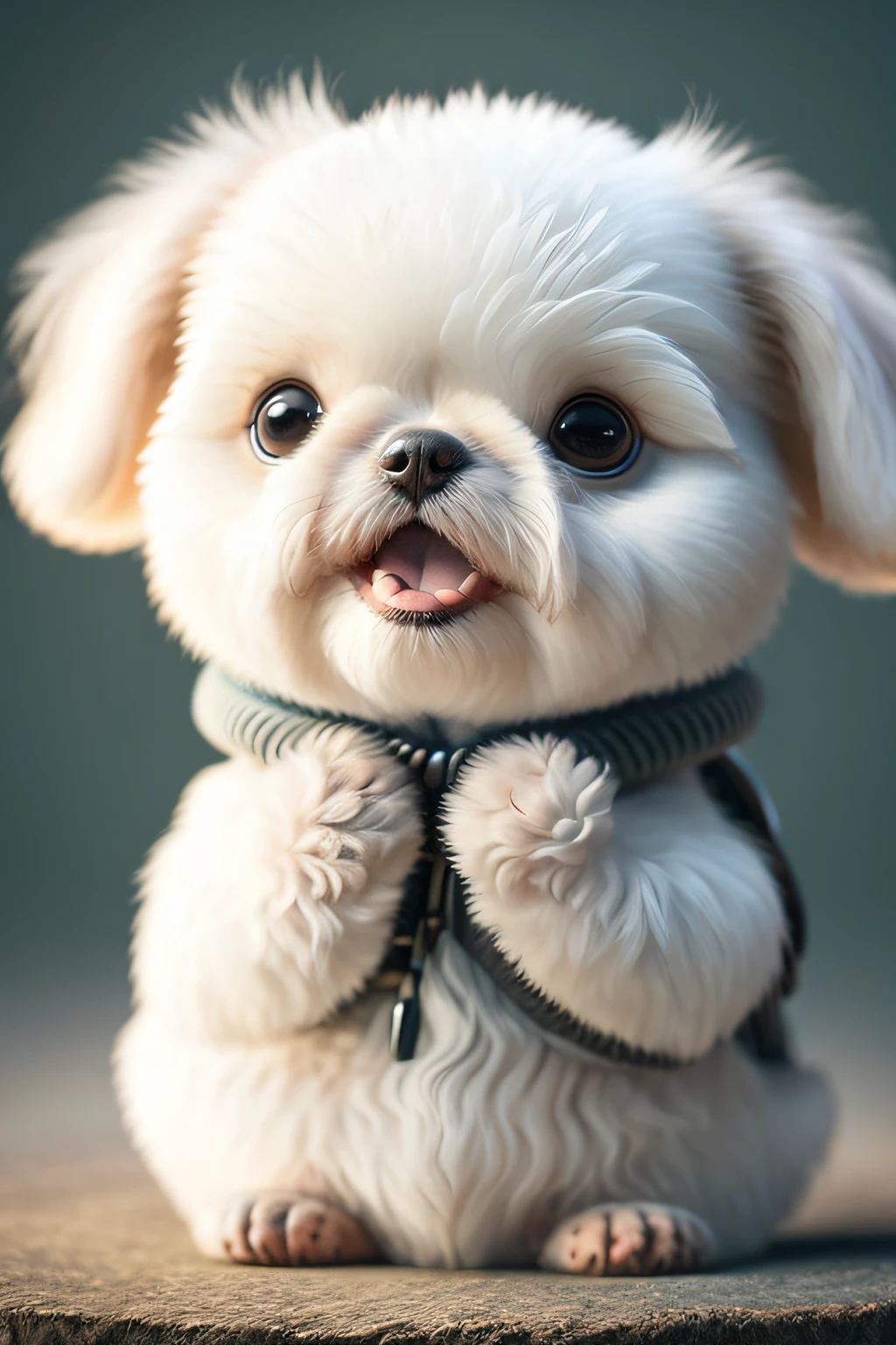 Dog, Chubby, Shih Tzu, no_humans, Depth of Field, Disney Style, DARK_Glam, Dressed DRK_Glam, Deep Shadow, (Dark: 1.4), (8k, RAW Photo, Best Quality, Masterpiece: 1.2), Happy Expression