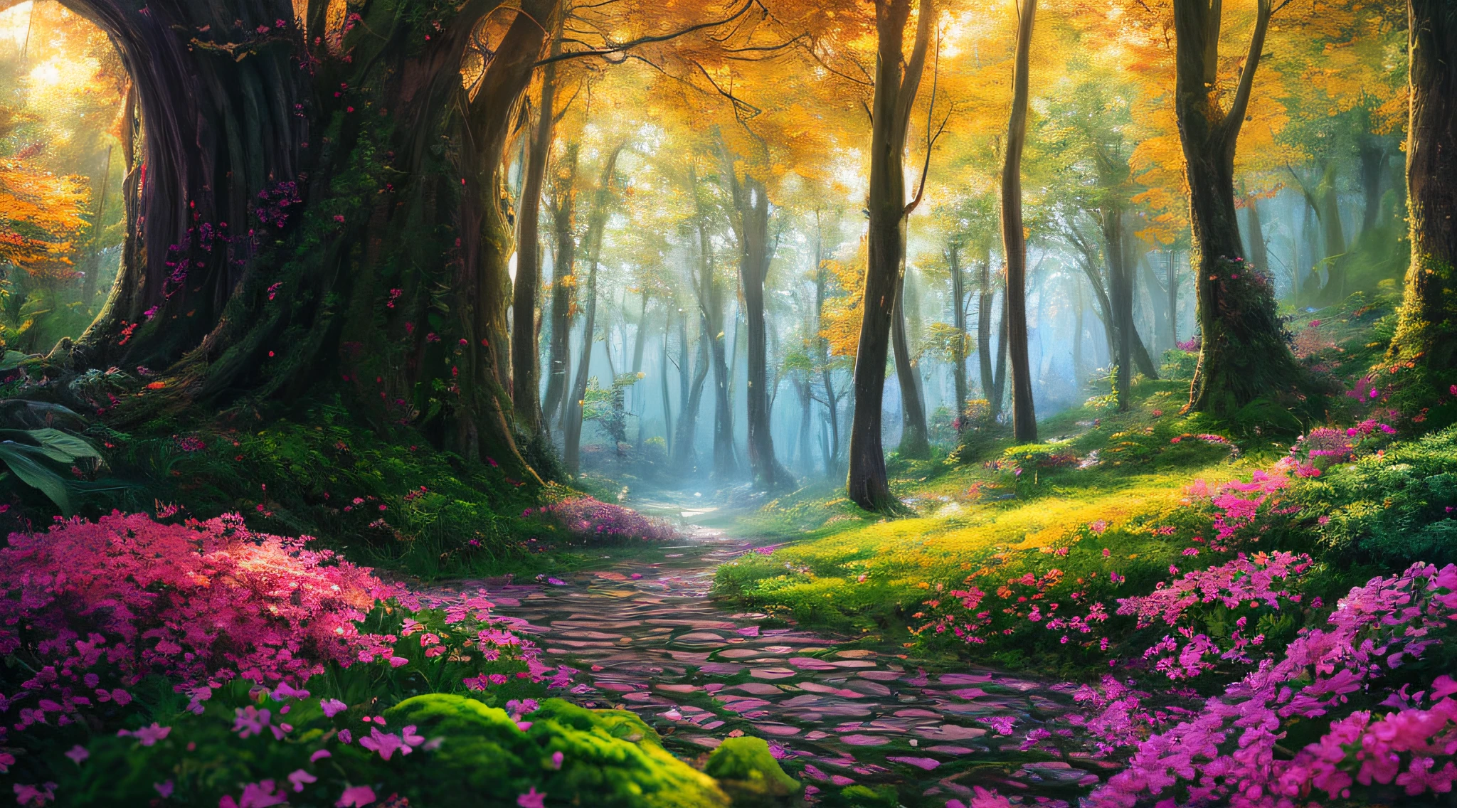 masterpiece, best quality, high quality,extremely detailed CG unity 8k wallpaper, An enchanting and dreamy scene of a fantasy forest, with towering trees, glowing mushrooms, and hidden fairy glens, creating a sense of mystique and enchantment, artstation, digital illustration, intricate, trending, pastel colors, oil paiting, award winning photography, Bokeh, Depth of Field, HDR, bloom, Chromatic Aberration ,Photorealistic,extremely detailed, trending on artstation, trending on CGsociety, Intricate, High Detail, dramatic, art by midjourney