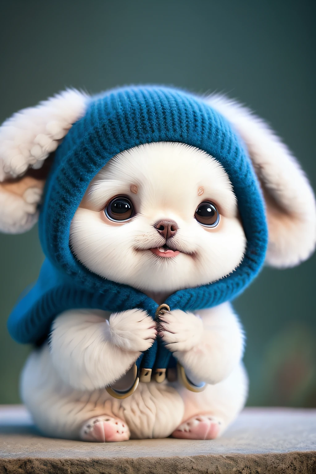 Dog, Chubby, Pomeranian, no_humans, Depth of Field, Disney Style, DARK_Glam, Dressed DRK_Glam, Deep Shadow, (Dark: 1.4), (8k, RAW Photo, Best Quality, Masterpiece: 1.2), Happy Expression