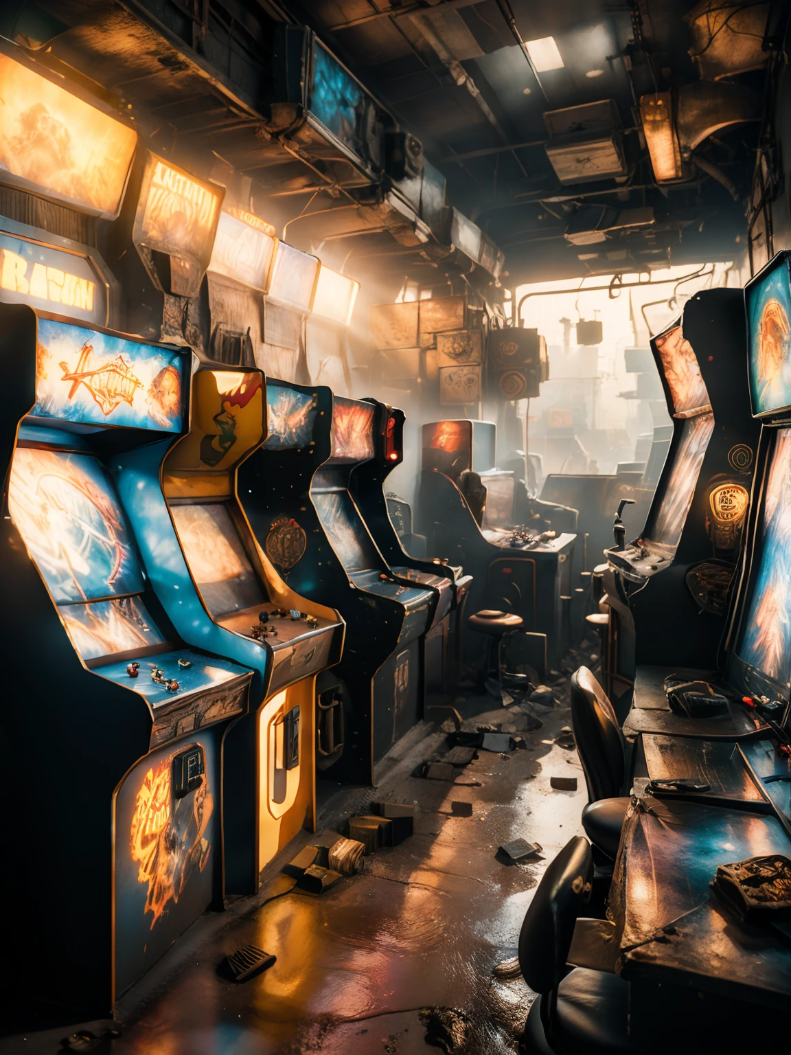 A run-down online arcade game arcade retro scene, Otgo Austin metal wiring, Iris Van Buren, karol bak, Beksiński's obituary, David Falls fanart gadget machine