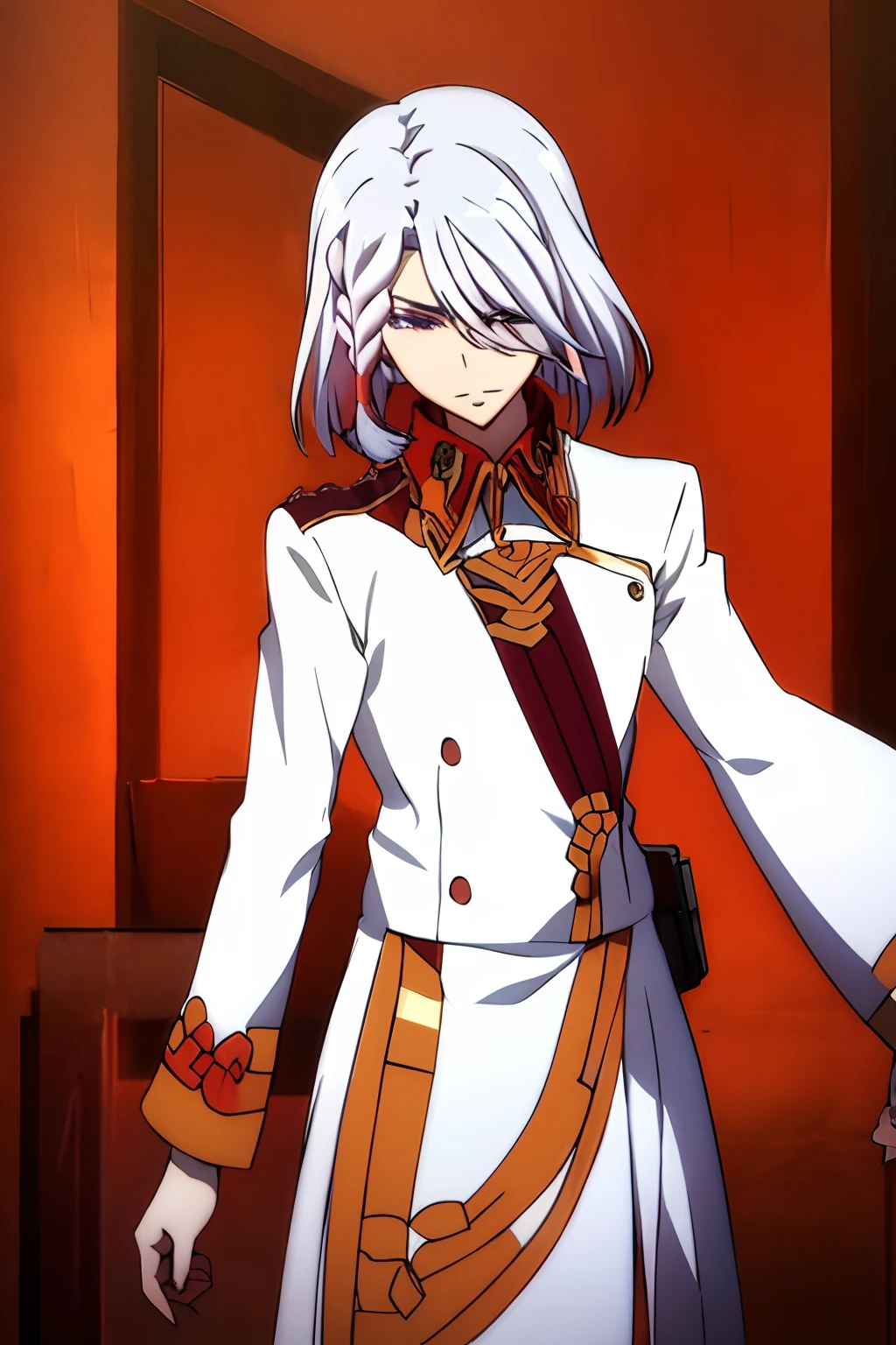 a-drei, valvrave the liberator, short hair, side braids, millitary uniforms, cheongsam, china, rose, red rose, white hair