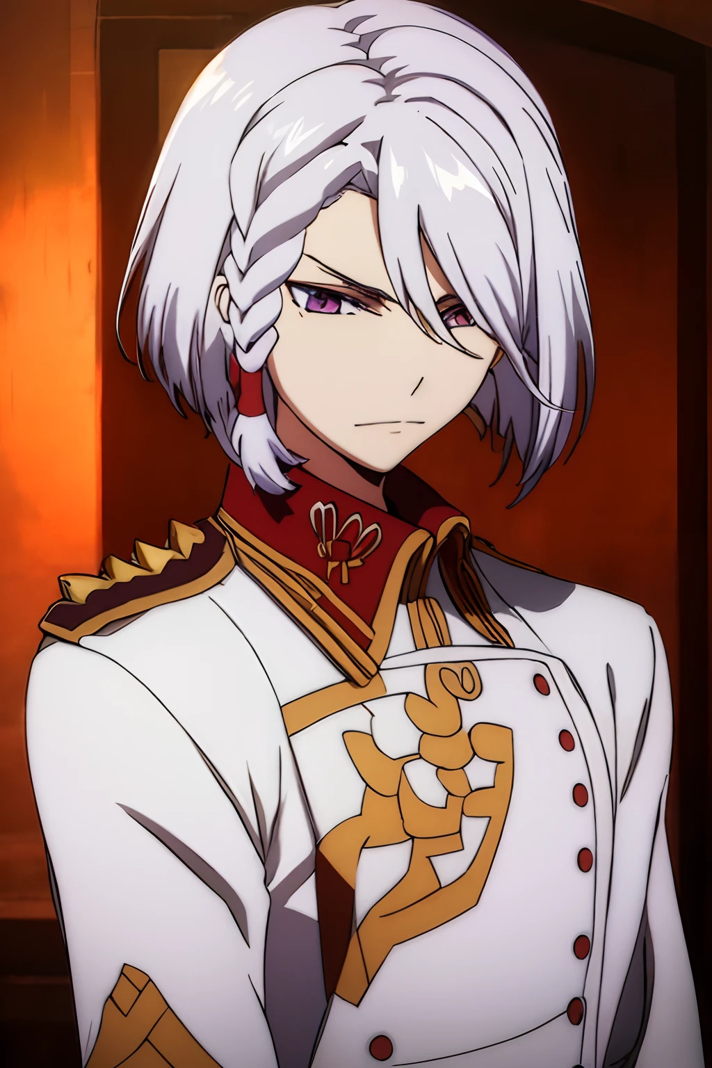 a-drei, valvrave the liberator, short hair, side braids, millitary uniforms, cheongsam, china, rose, red rose, white hair