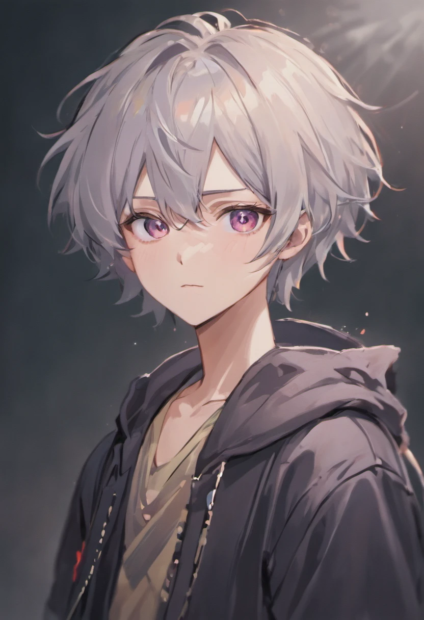 (high-res, masterpiece:1.2),ultra-detailed, (photorealistic:1.37), professional portrait photography, silver-haired boy, stylish, vibrant colors, dramatic lighting, boy's head