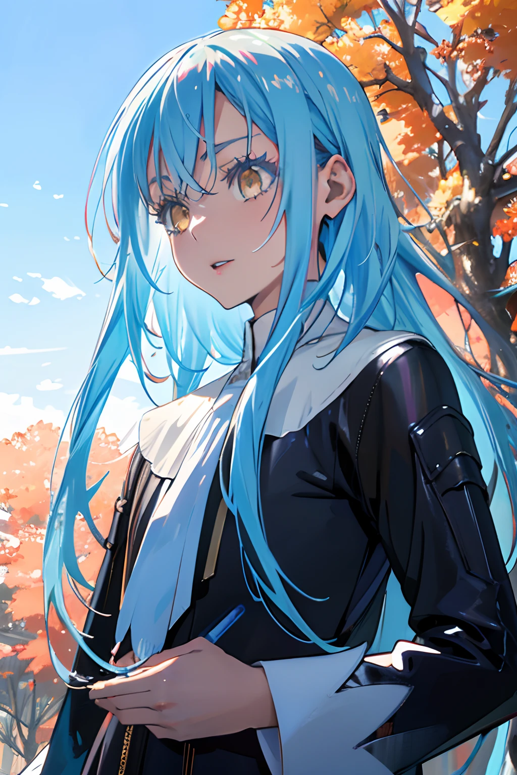 Official art, Unity 8k Wallpapers, ultra-detailliert, Beautifully Aesthetic, masterpiece, top-quality, realisitic, a closeup, Skindentation, interface, A detailed eye, A detailed face, detailed hairs, black backgrounds, straight-on, looking at the viewers, The sheen, Anime, looking at viewer with a cigarette in her mouth, highly detailed with reflections transparent iridescent opaque jacket, Long transparent iridescent RGB hair, 1girl in, Solo, fronds, Long hair, Blurry, Shirt, Parted lips, Outdoors, Floating hair, Long sleeves, White shirt, Bangs, Upper body, Open mouth, tusk, Brown eyes, Wind, Winters,Yuki,snowscape,Blurry background, day, depth of fields, bug,Funeral Freelen,Freelen,Light blue hair,Twin-tailed,